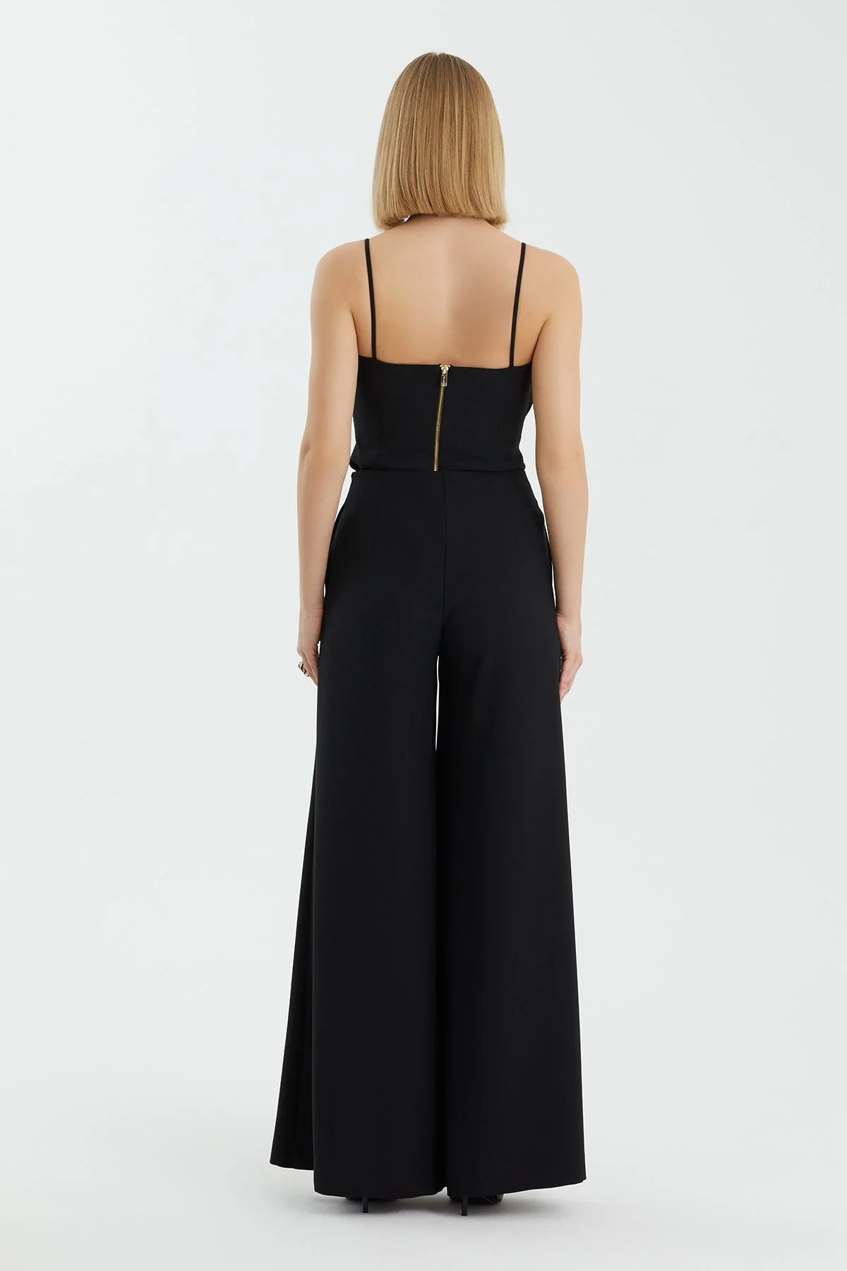 Black Wide-Leg Zip-Front Trousers - Image 4