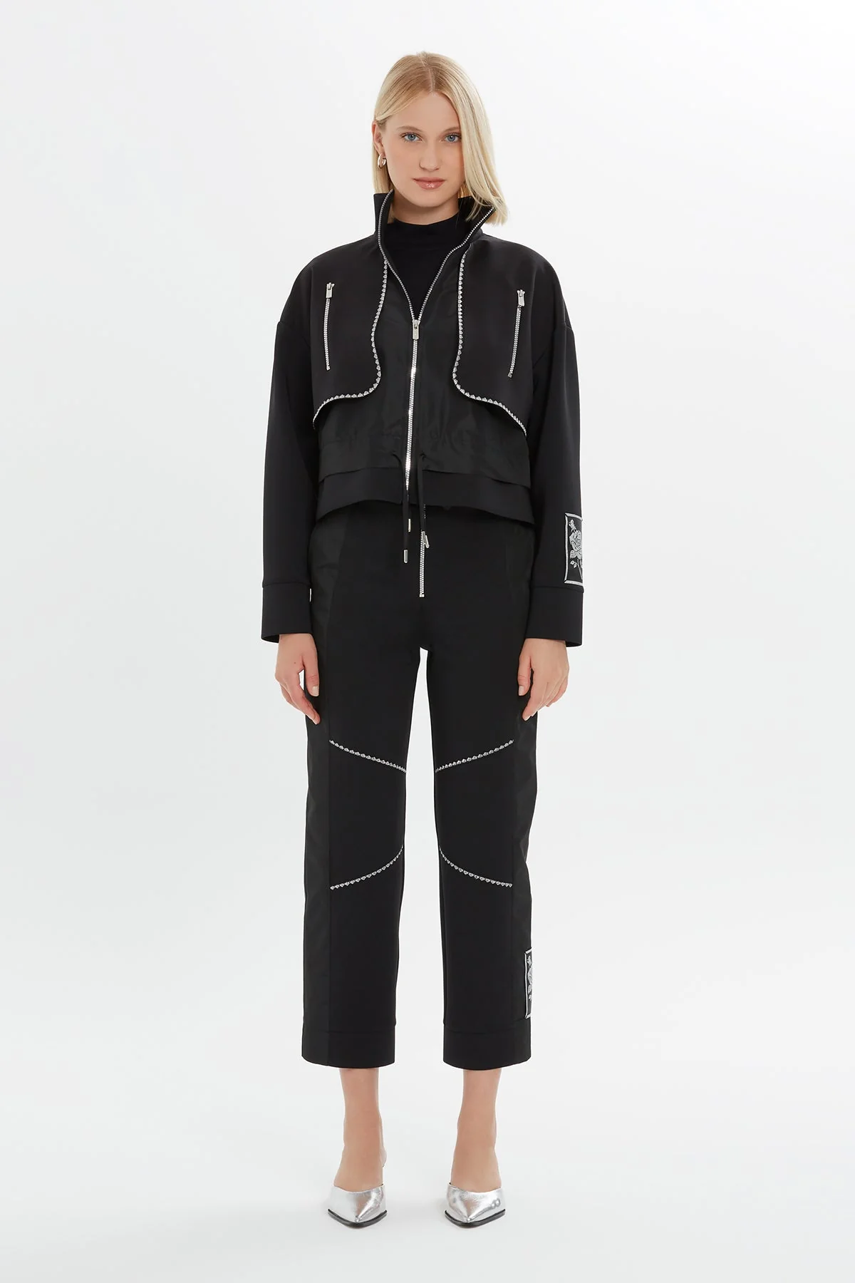 Black Zip-Detail Sweatshirt - Image 2