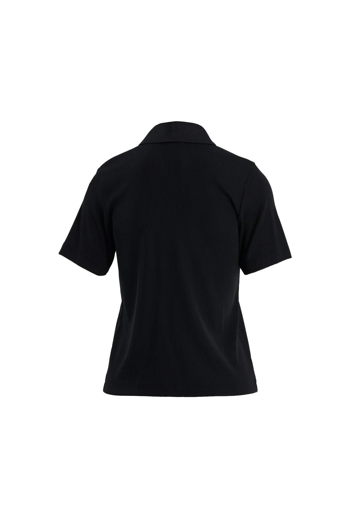 Black Zip-Front Short Sleeve Blouse - Image 3