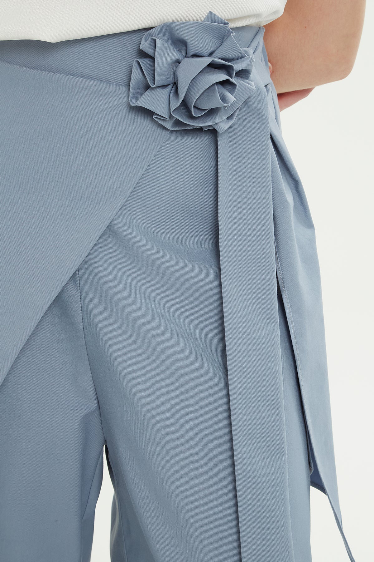 Blue Asymmetrical Ankle-Length Pants - Image 2
