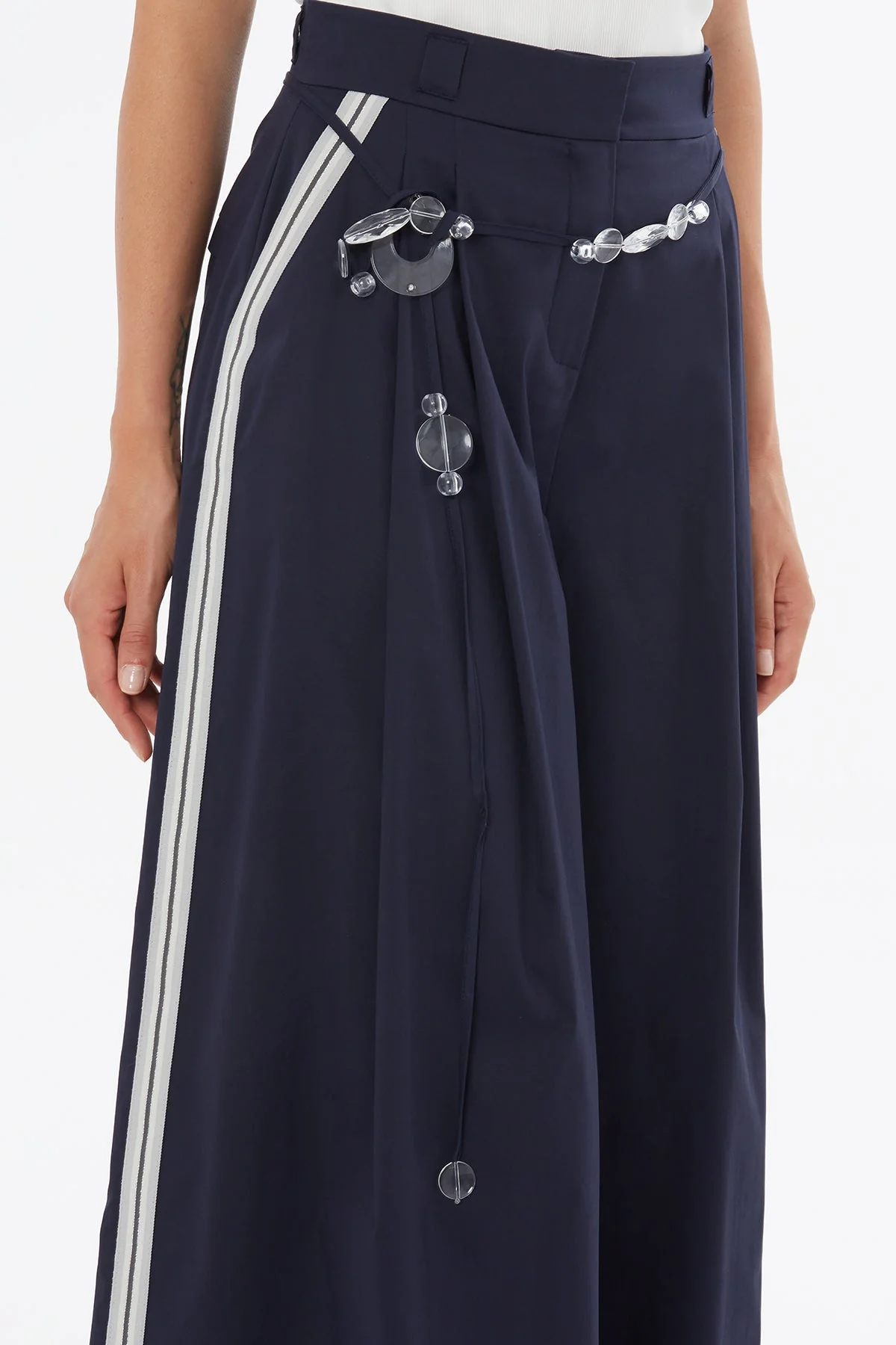 Blue Beaded Belt Trim Trousers - Image 3