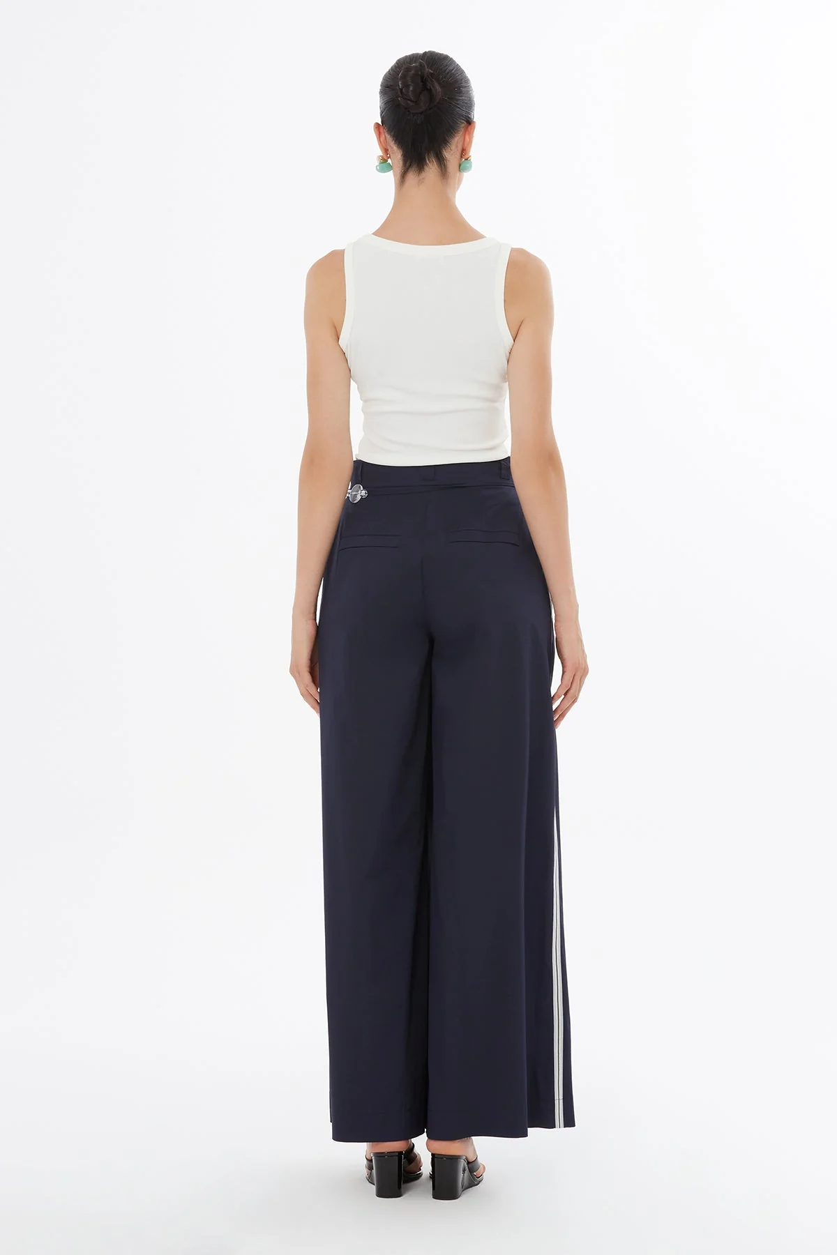 Blue Beaded Belt Trim Trousers - Image 5
