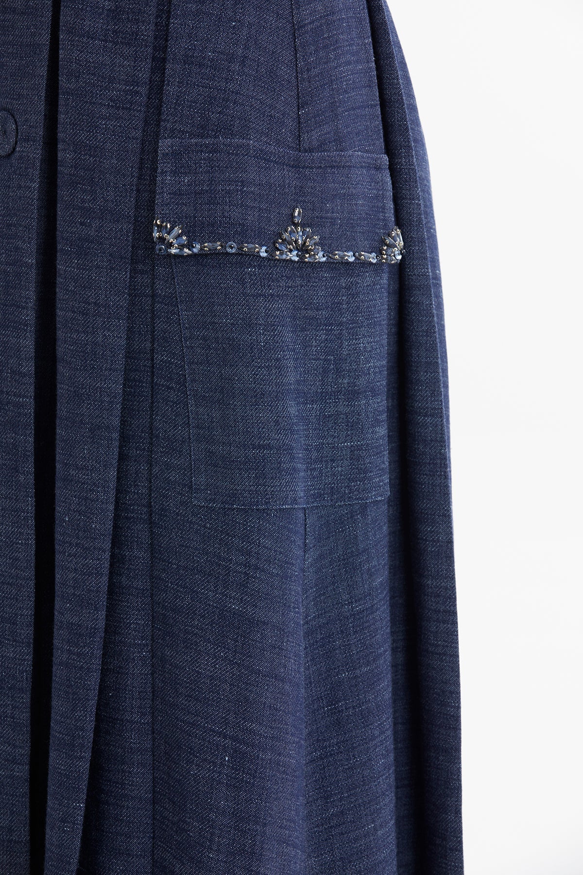 Blue Belted Embroidered Dress - Image 4