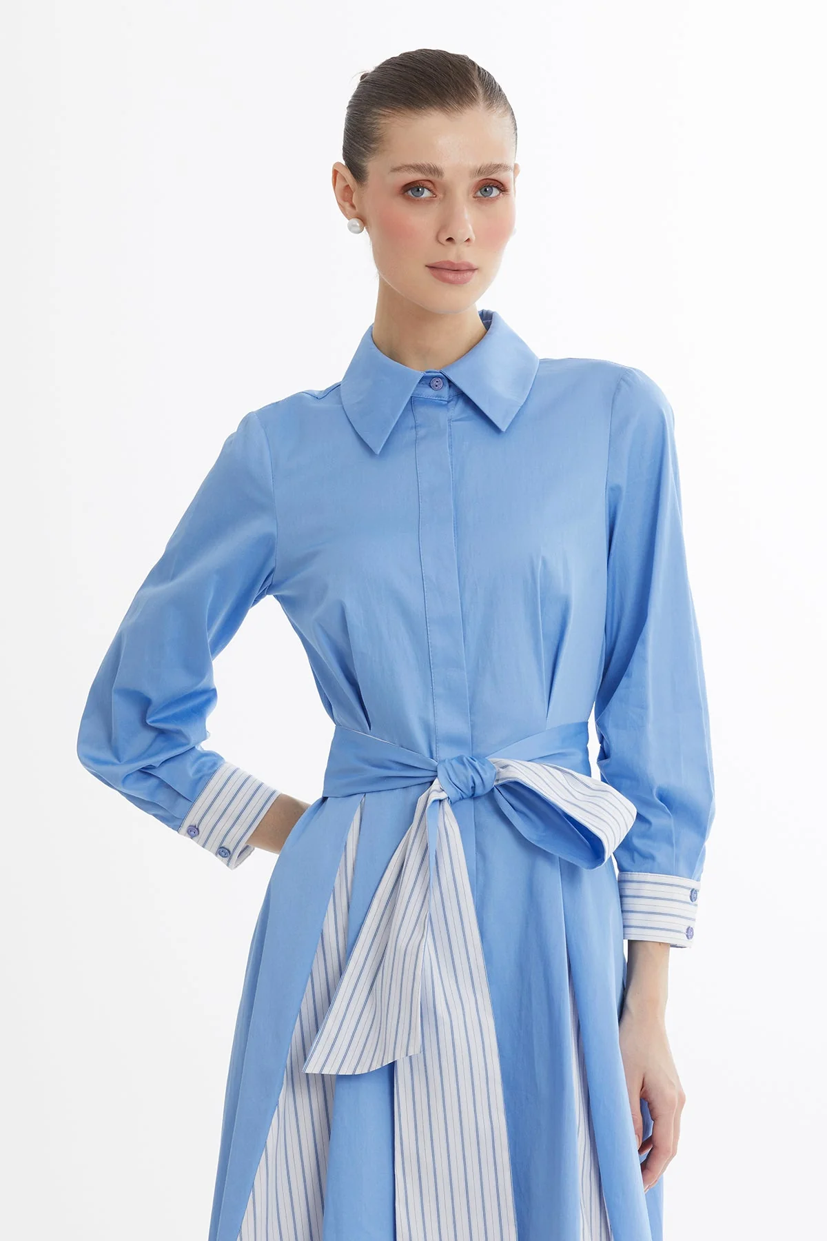 Blue Belted Shirt Dress - Image 2