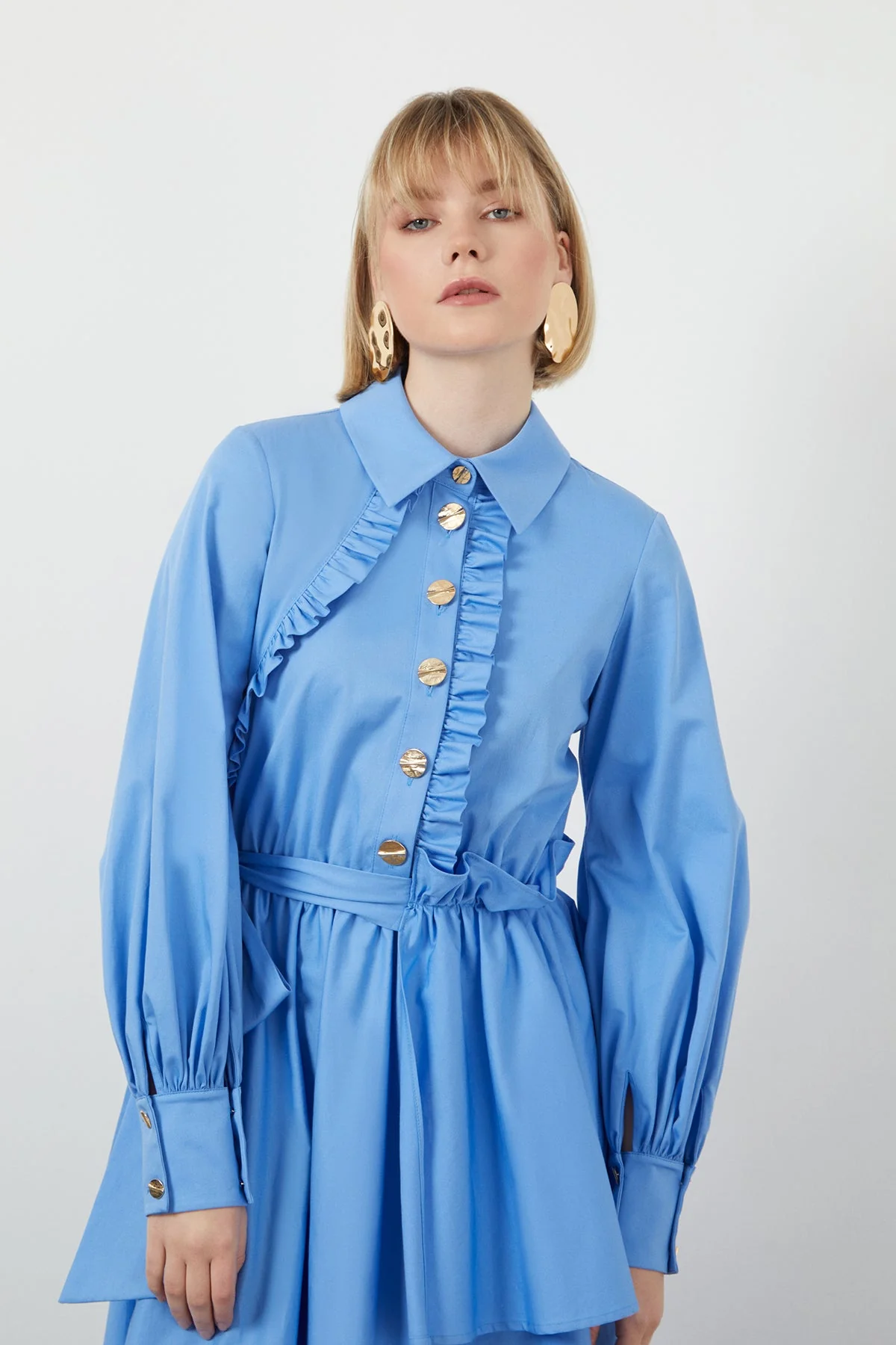 Blue Button-Detail Maxi Dress - Image 3