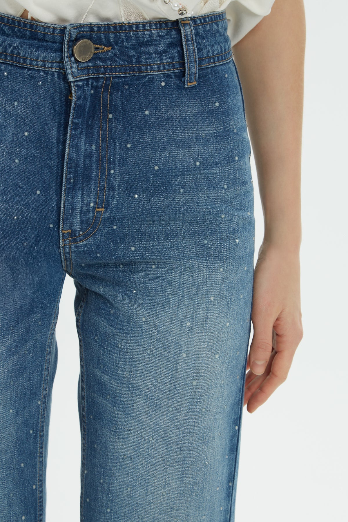 Blue Cargo-Pocket Mom Jeans - Image 2