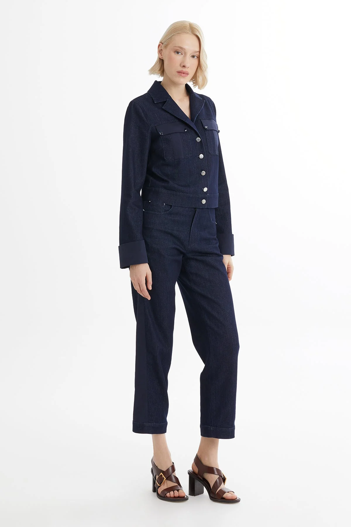 Blue Denim Jacket with Embroidery Detail - Image 3