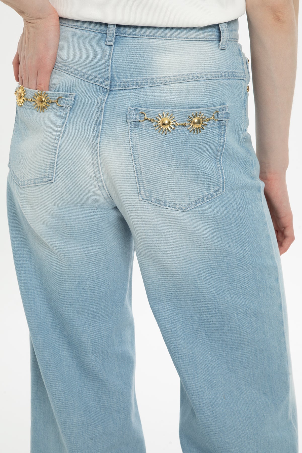Blue Double-Hem Wide-Leg Jeans - Image 3