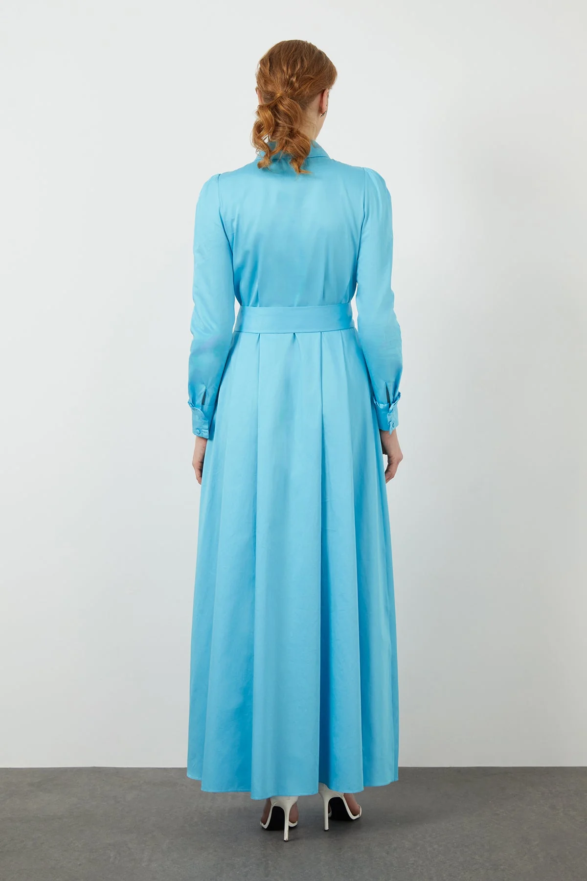 Blue Embroidered-Collar Maxi Dress - Image 3