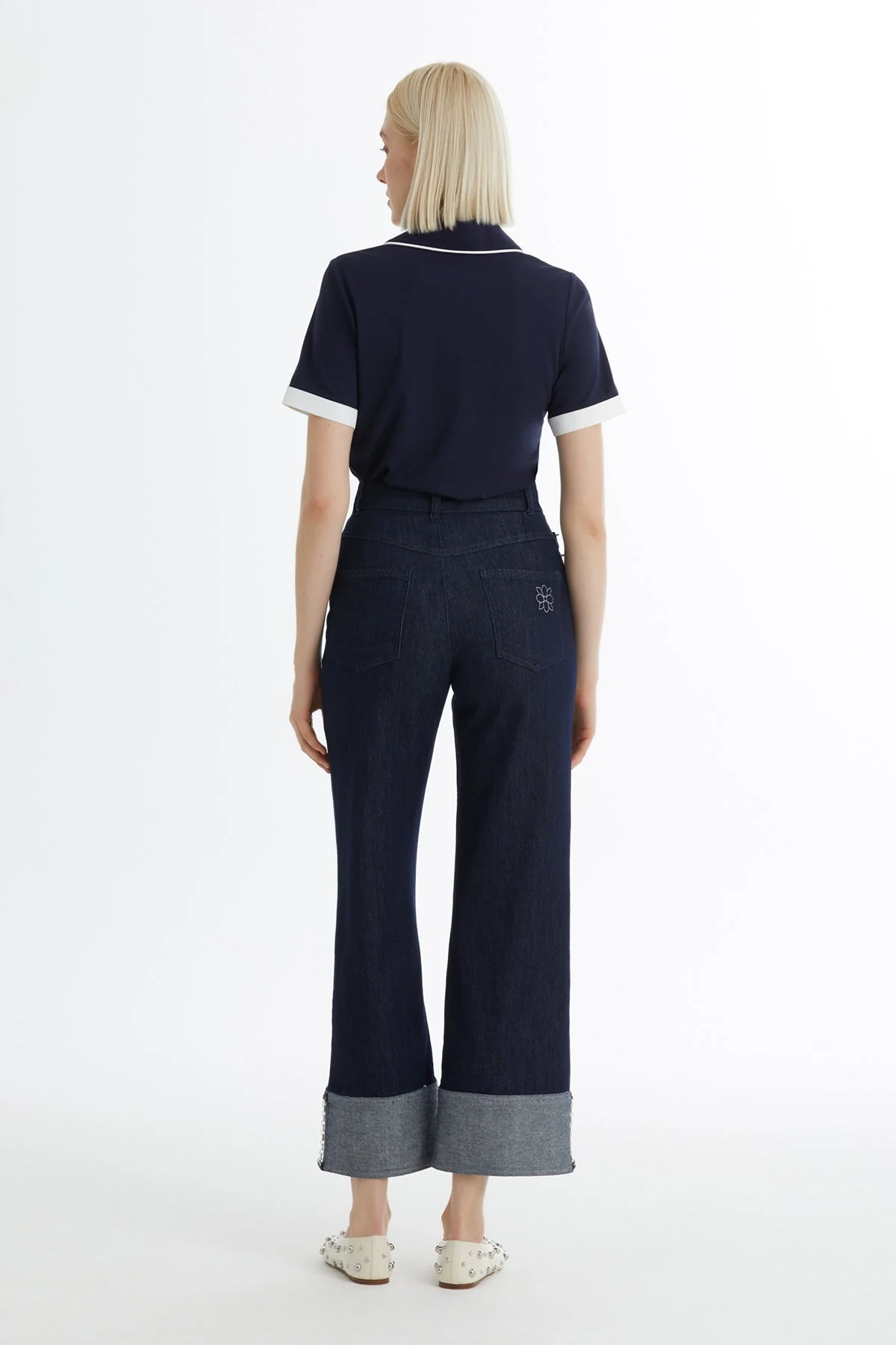 Blue Embroidered Detail Jeans - Image 6