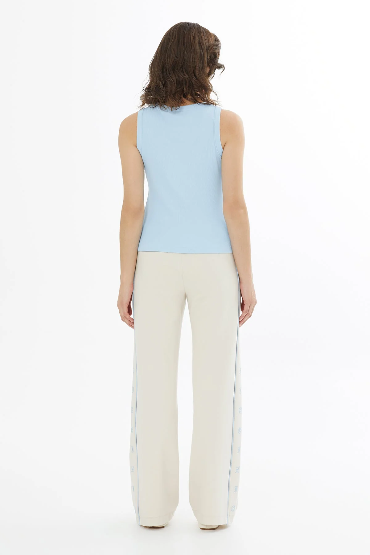 Blue Embroidered Detail Tank Top - Image 4