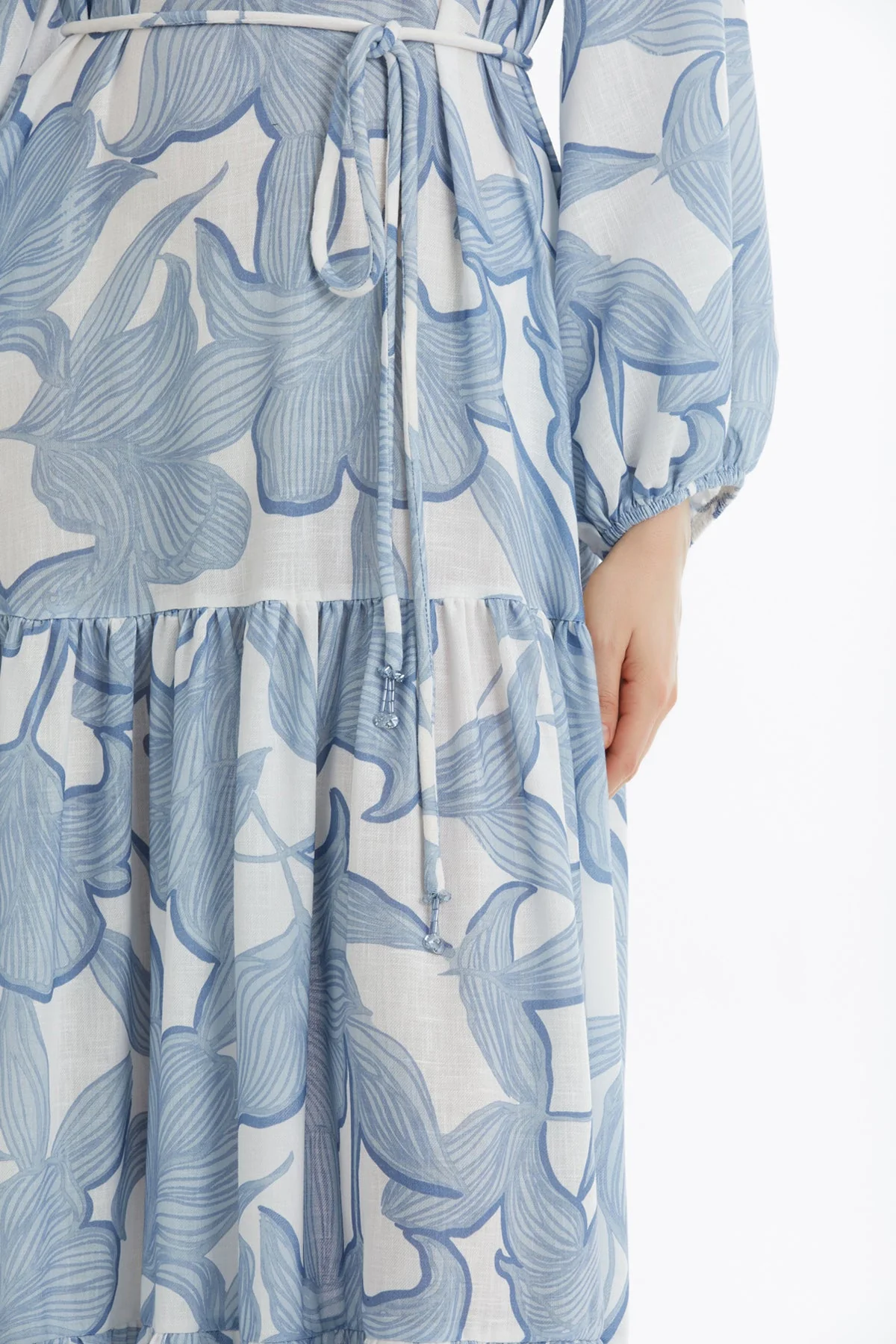 Blue Embroidered Patterned Dress - Image 3