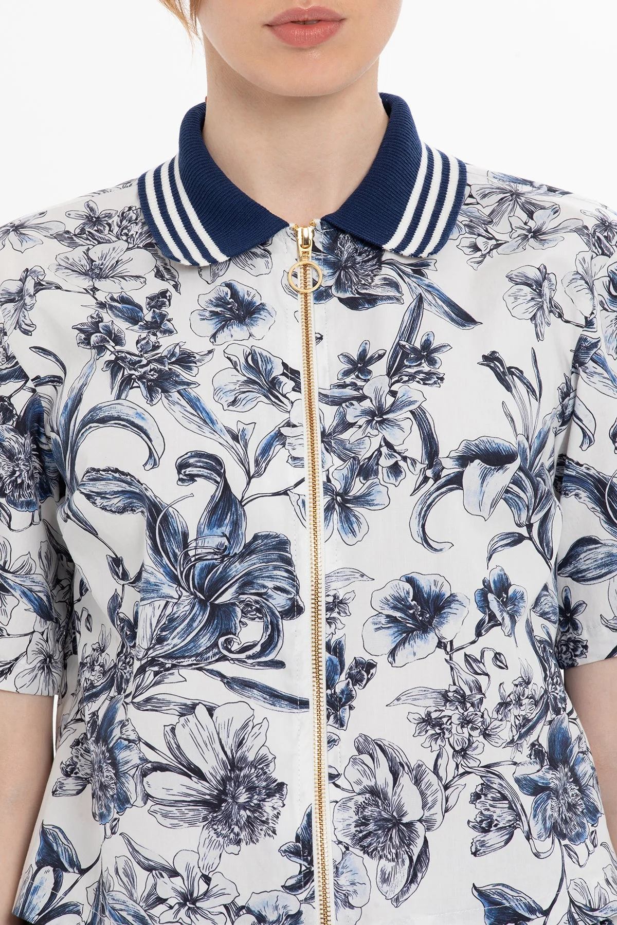 Blue Floral-Pattern Cotton Two-Piece Set - Image 3