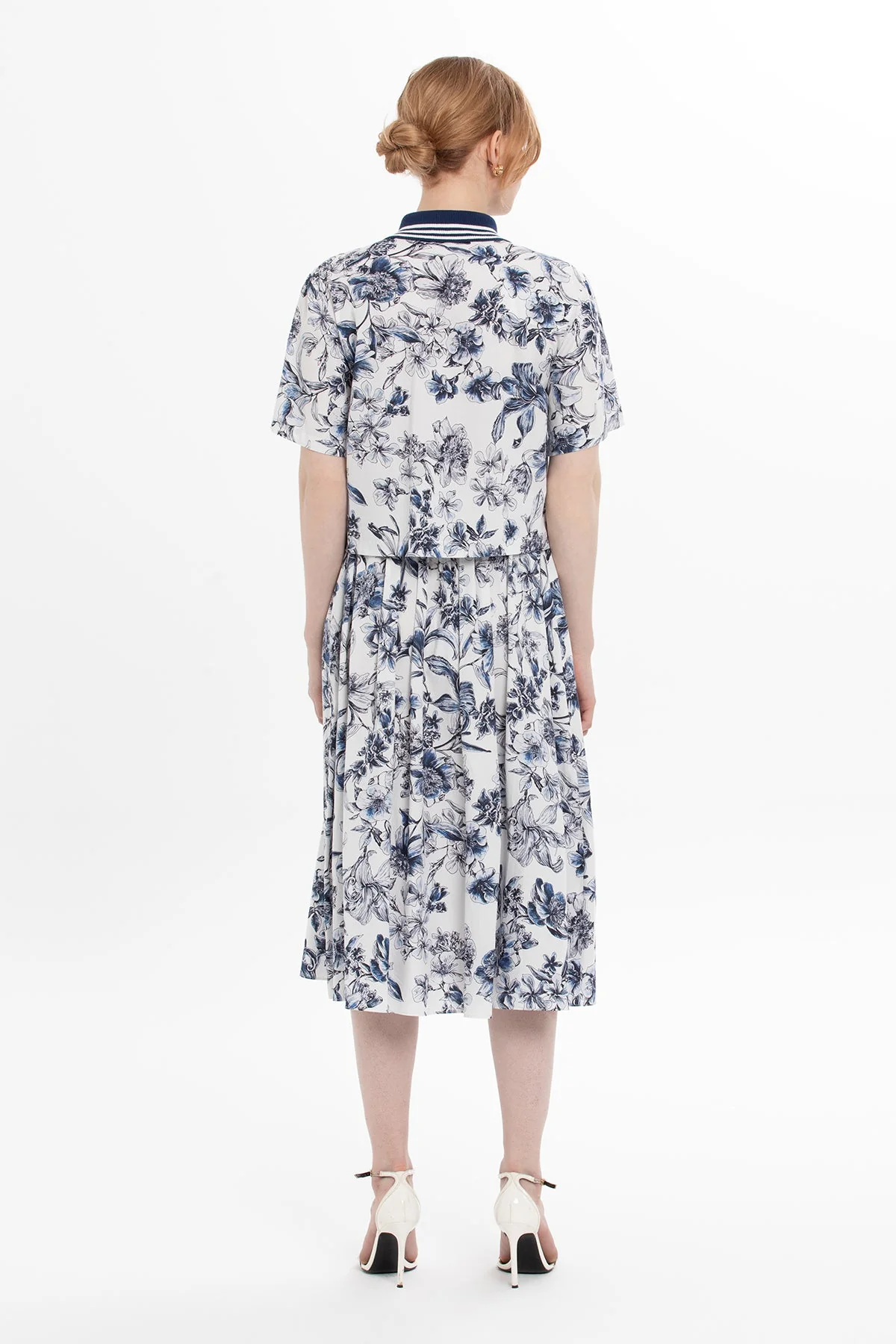 Blue Floral-Pattern Cotton Two-Piece Set - Image 5