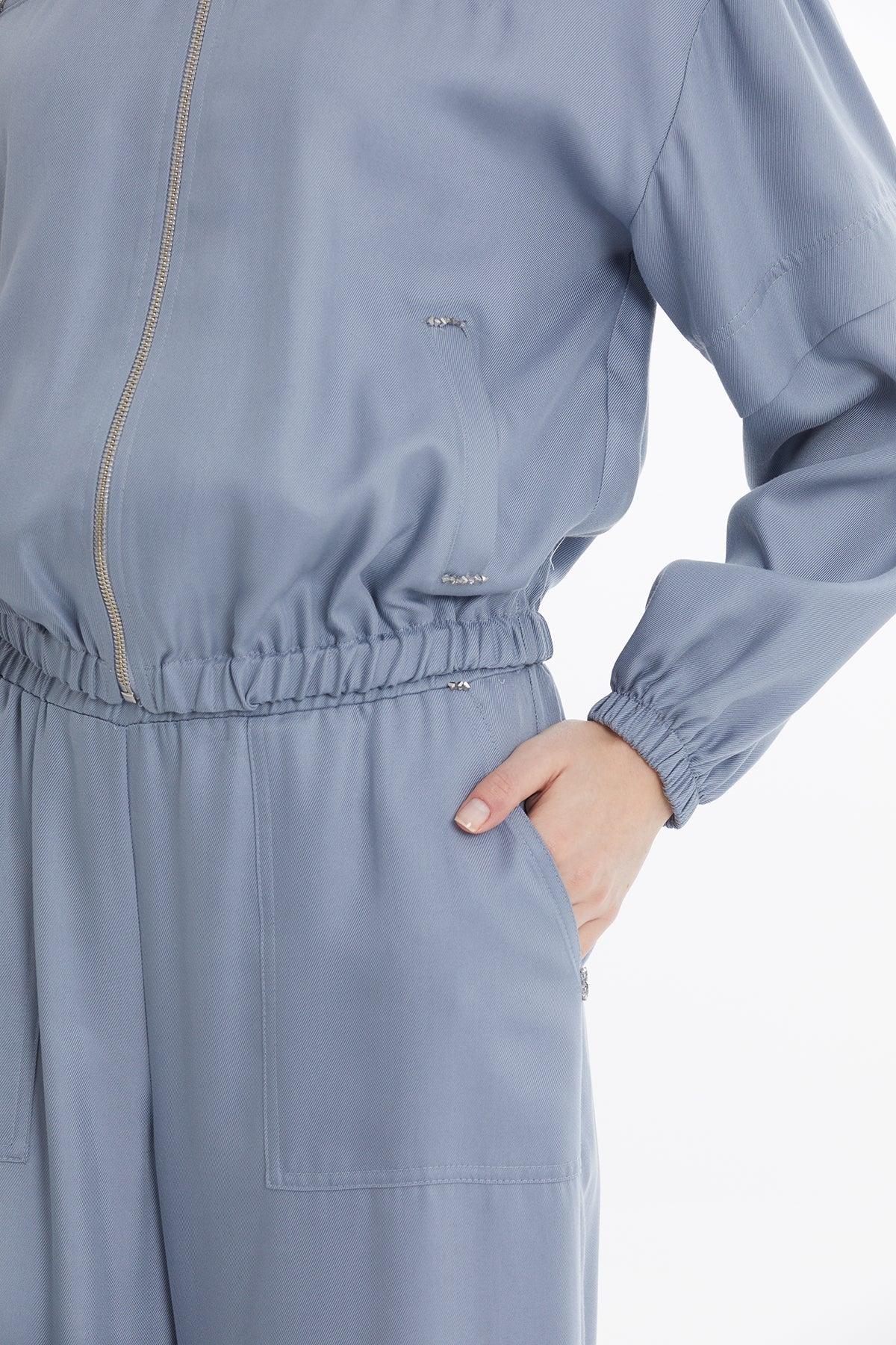 Blue Gathered Embroidered Sweat Set - Image 3