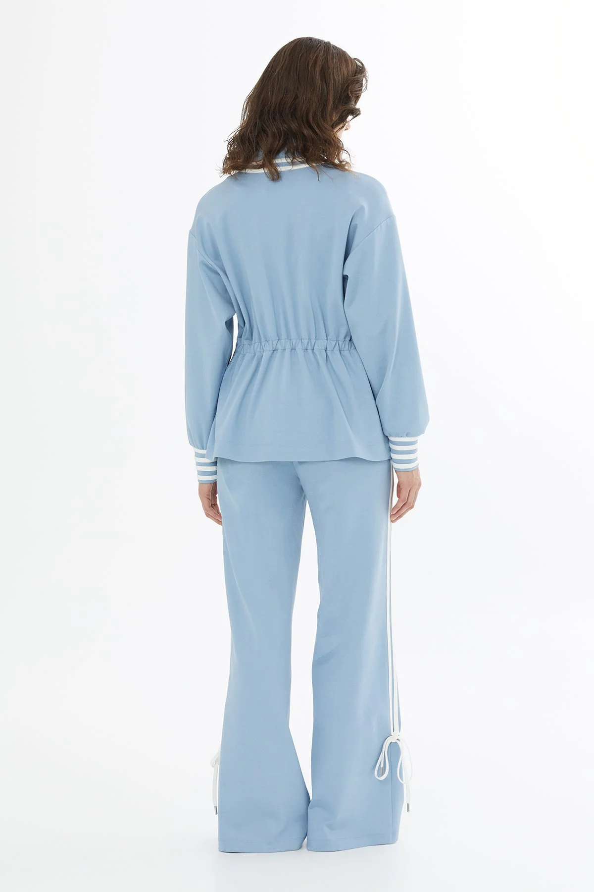Blue Gathered Waist Zip Jacket - Image 5