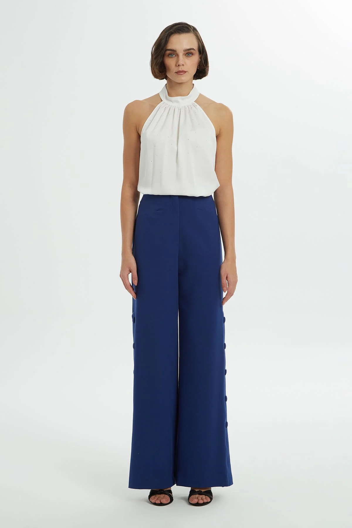 Blue High-Waist Palazzo Pants