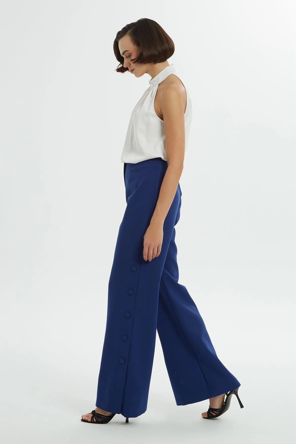 Blue High-Waist Palazzo Pants - Image 2