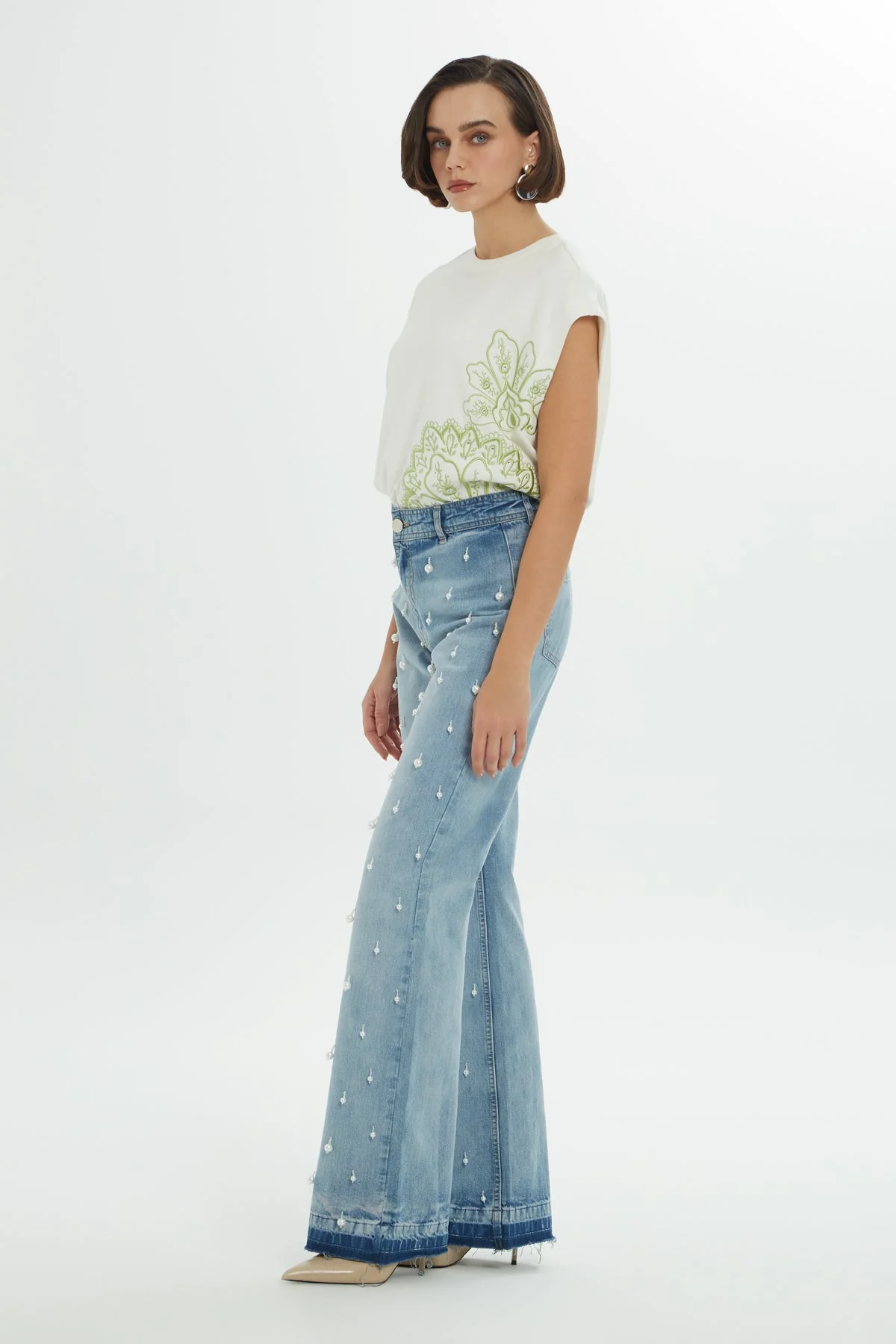 Blue Jacron Detailed Flare Jeans - Image 3