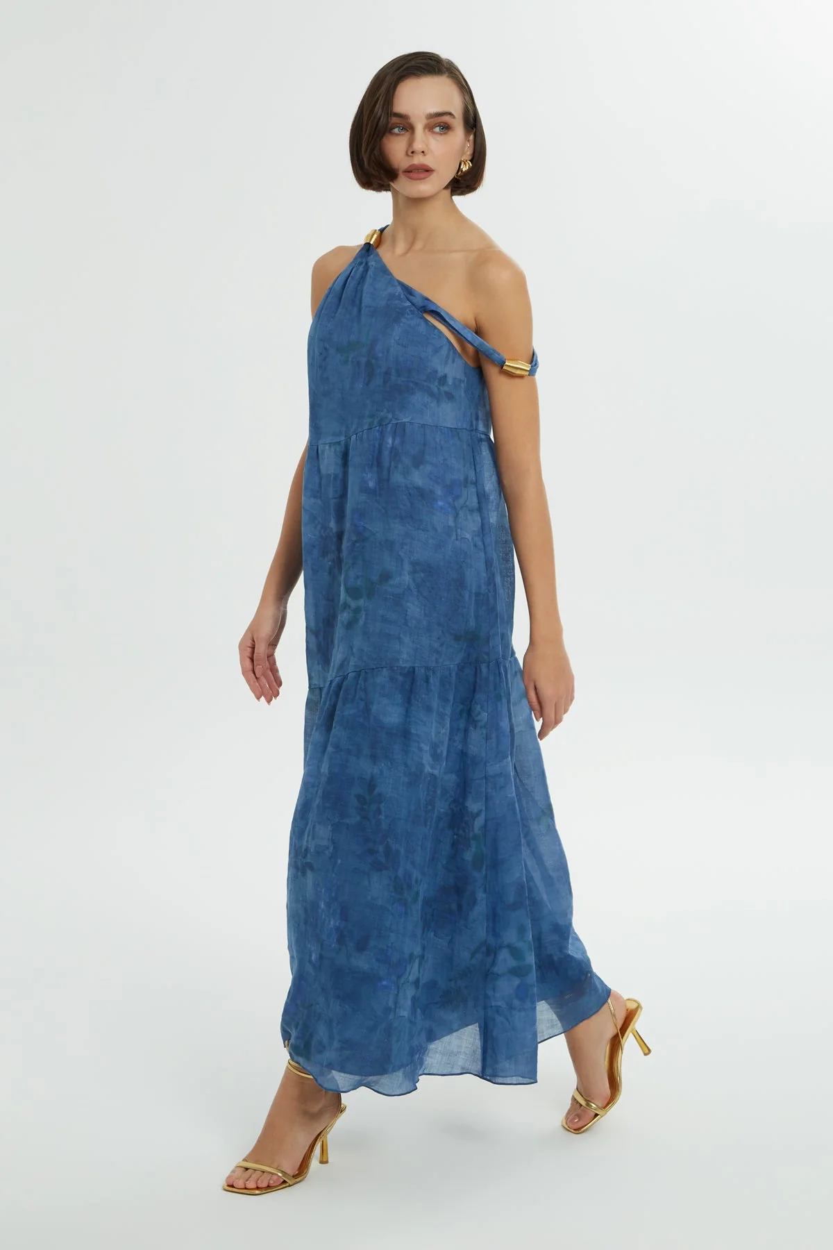 Blue Off-Shoulder Midi Dress - Image 3