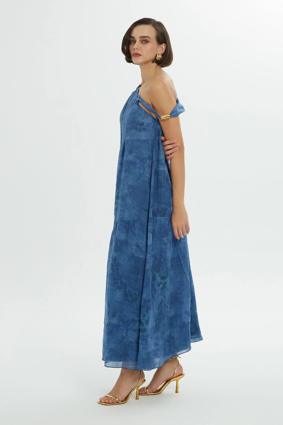 Blue Off-Shoulder Midi Dress - Image 4