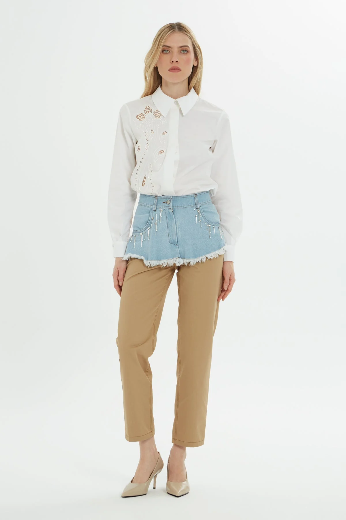 Blue Pants with Two-Tone Detail