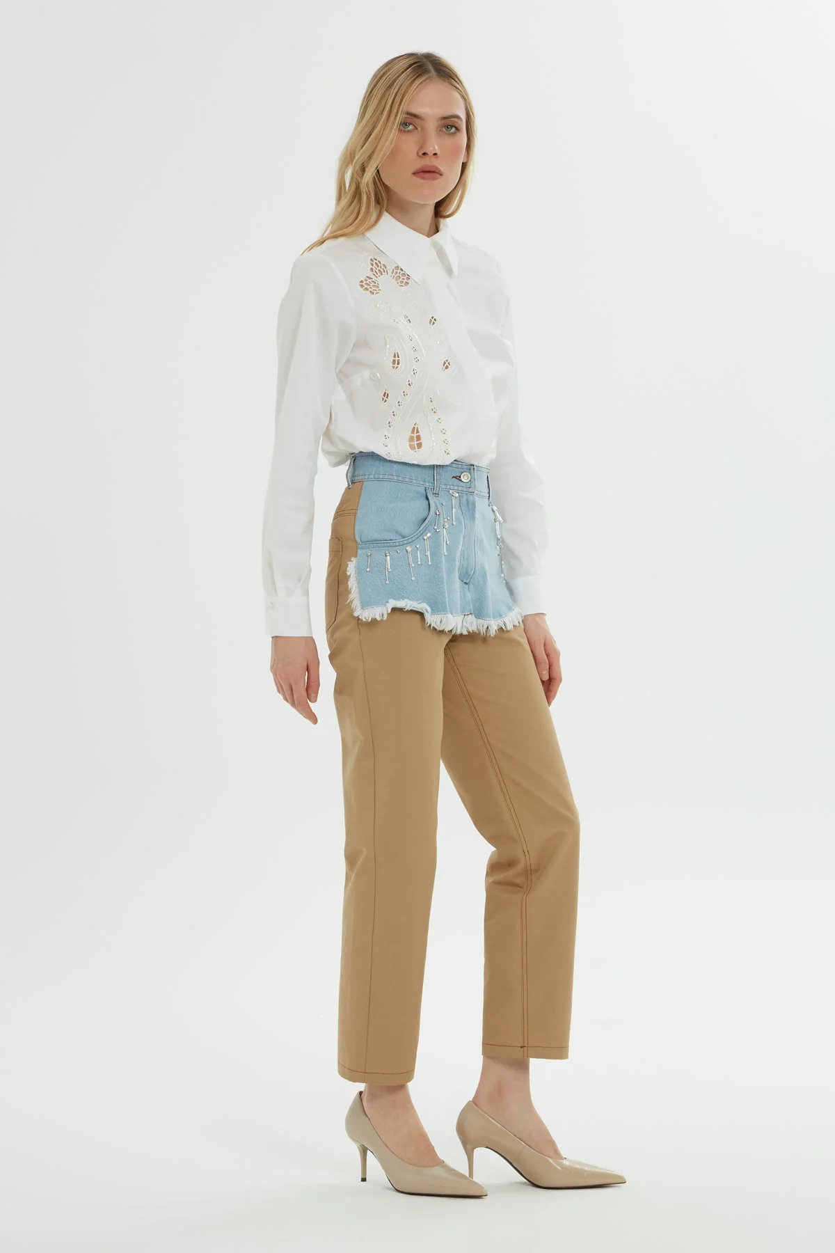 Blue Pants with Two-Tone Detail - Image 3