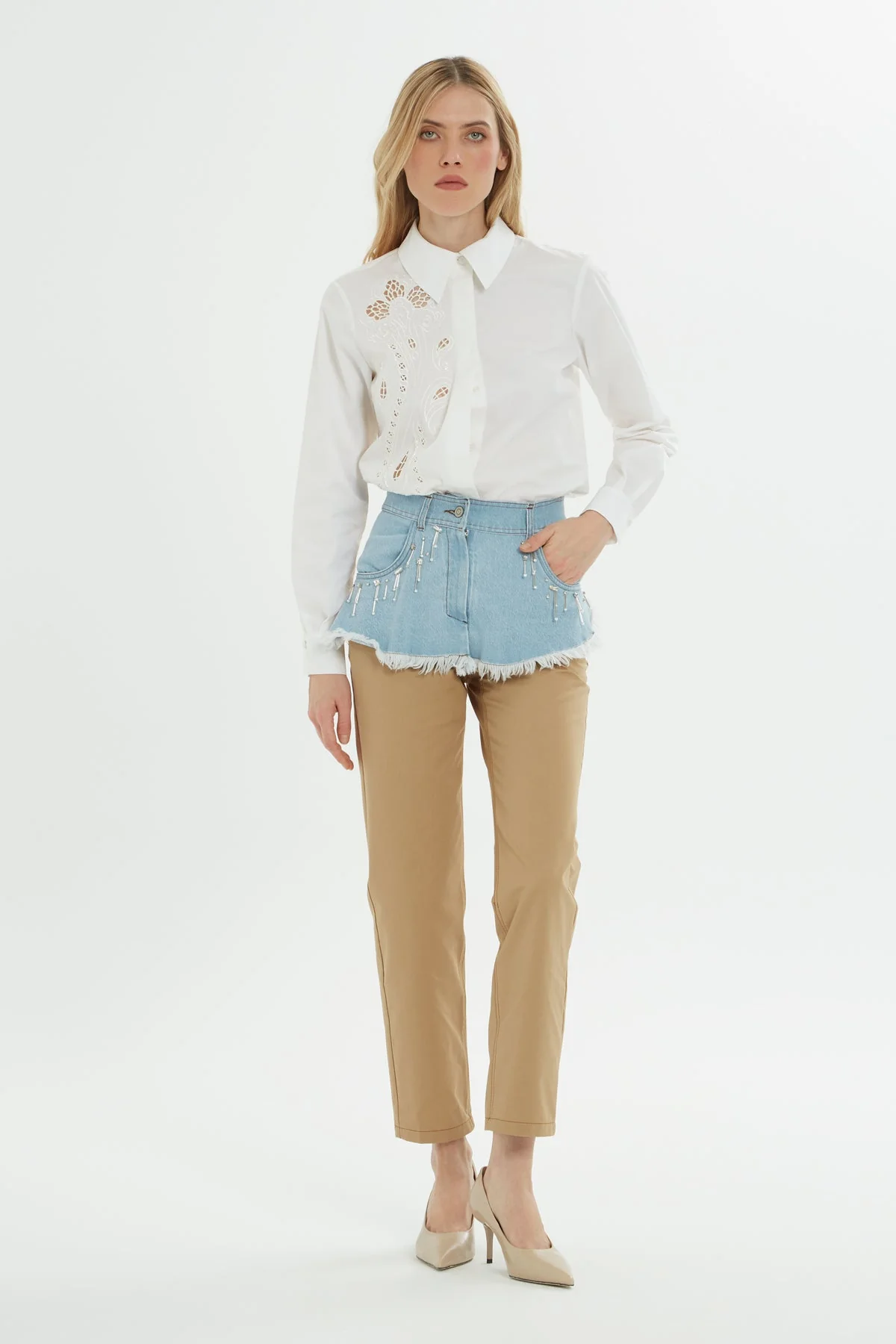 Blue Pants with Two-Tone Detail - Image 4