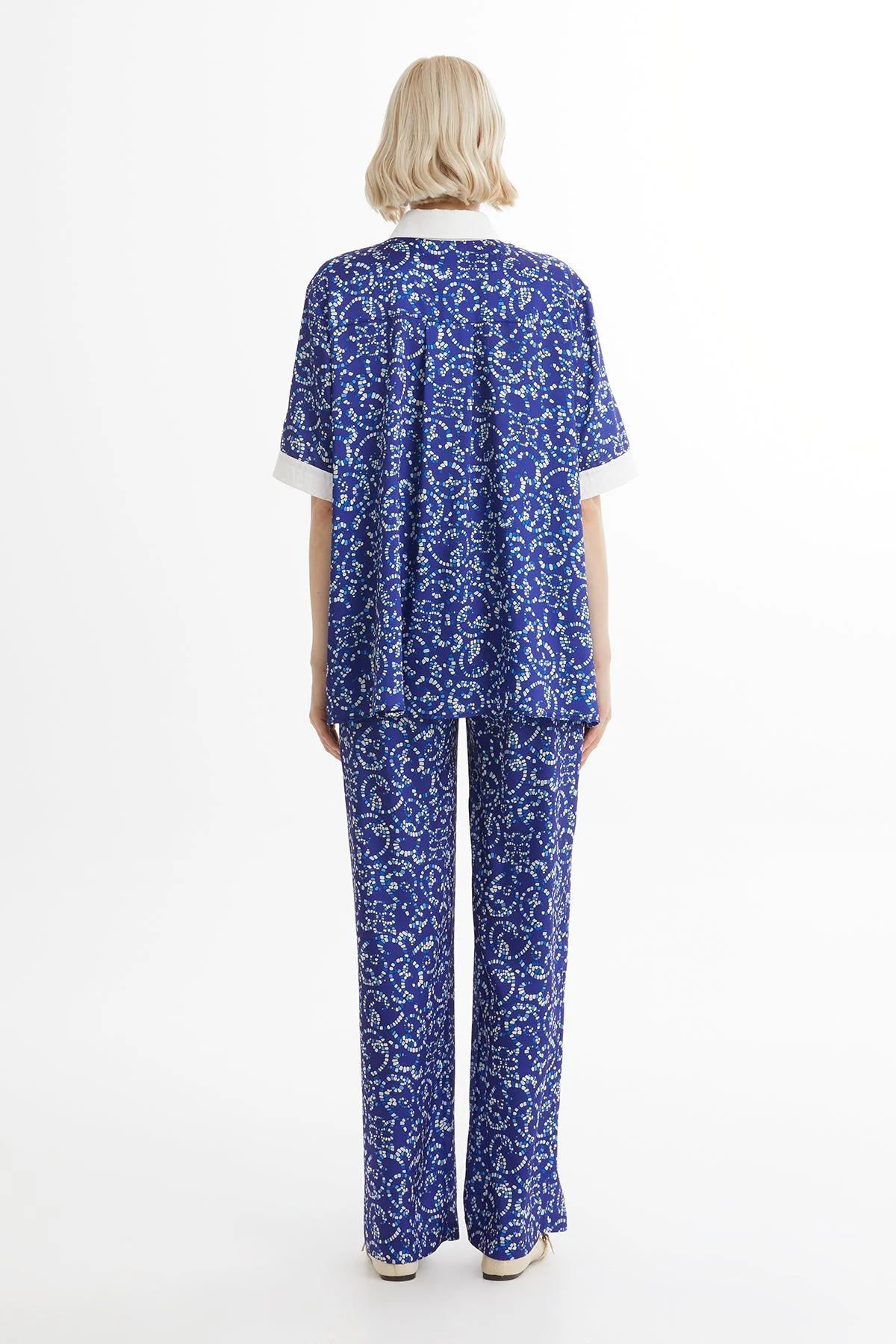 Blue Patterned Elastic Waist Set - Image 4