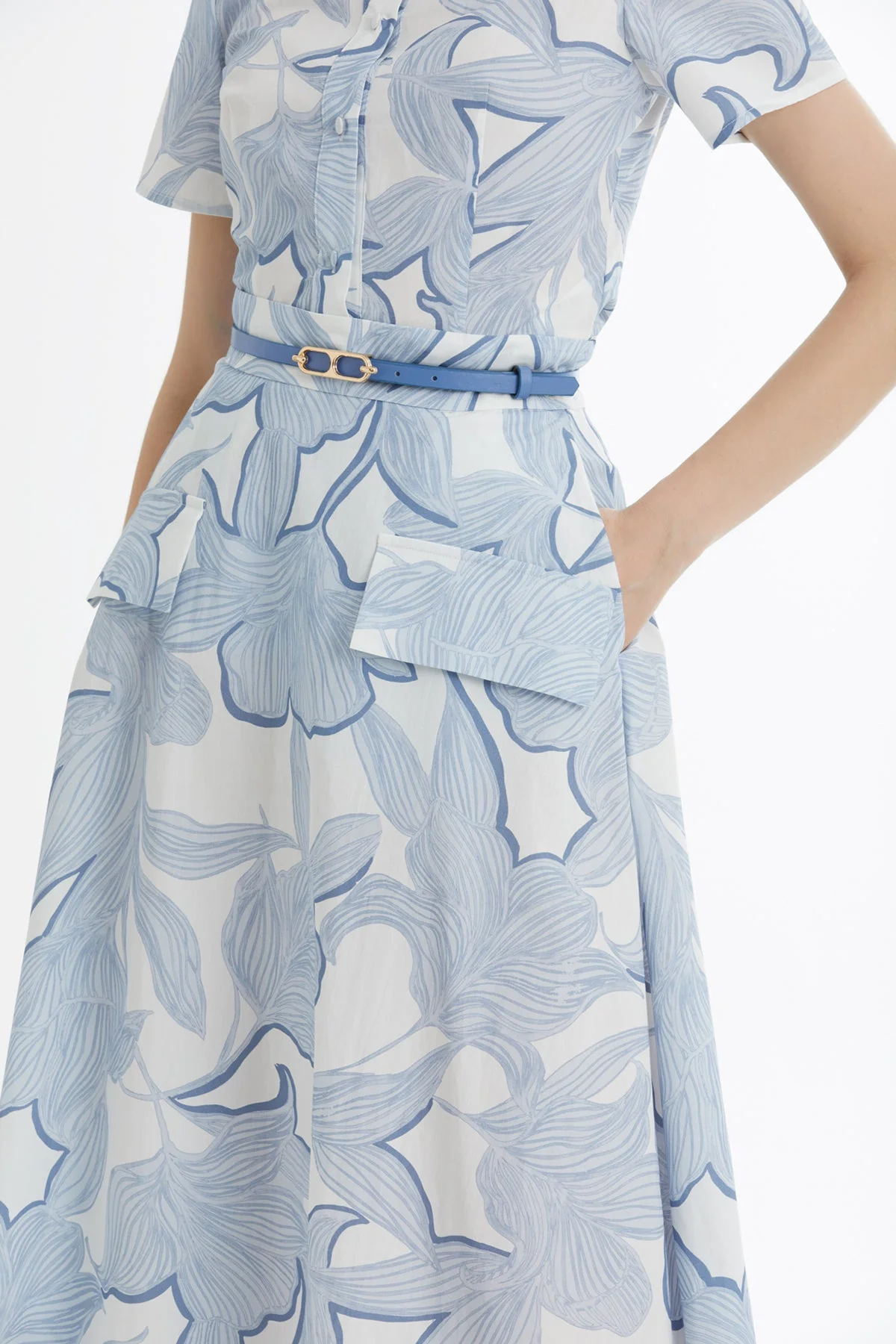 Blue Patterned Shirt and Skirt Set - Image 3