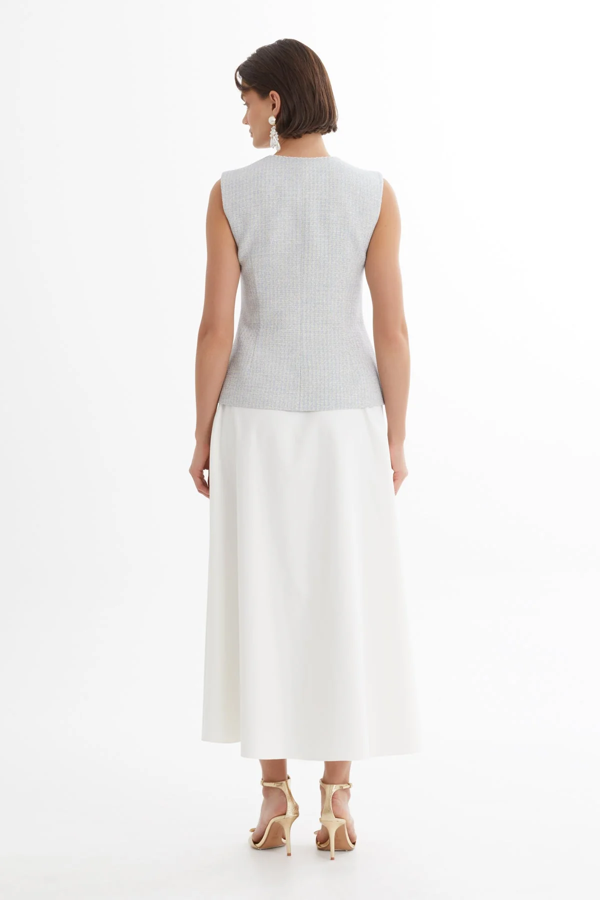 Blue Piped-Detail Vest Skirt Set - Image 5