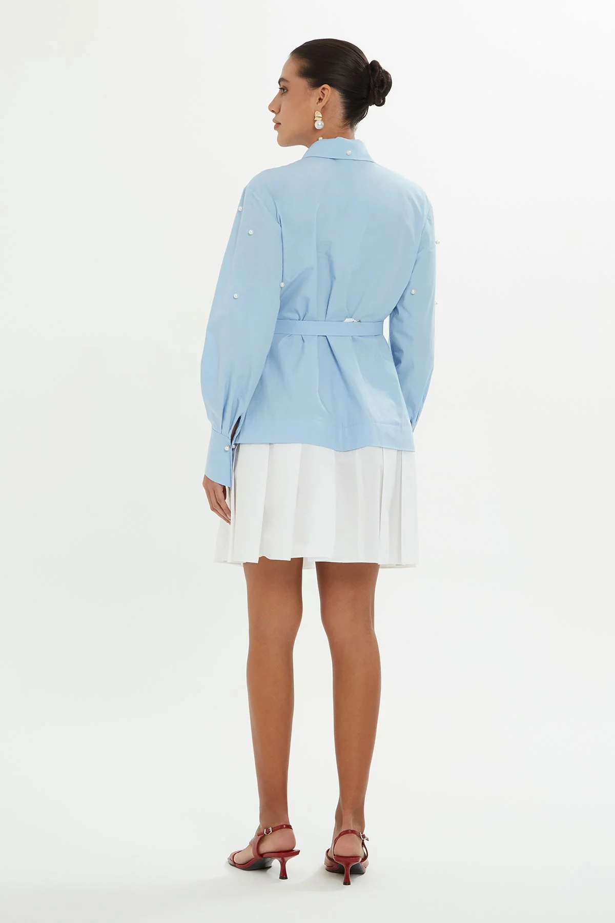 Blue Pleated-Hem Mini Dress - Image 4