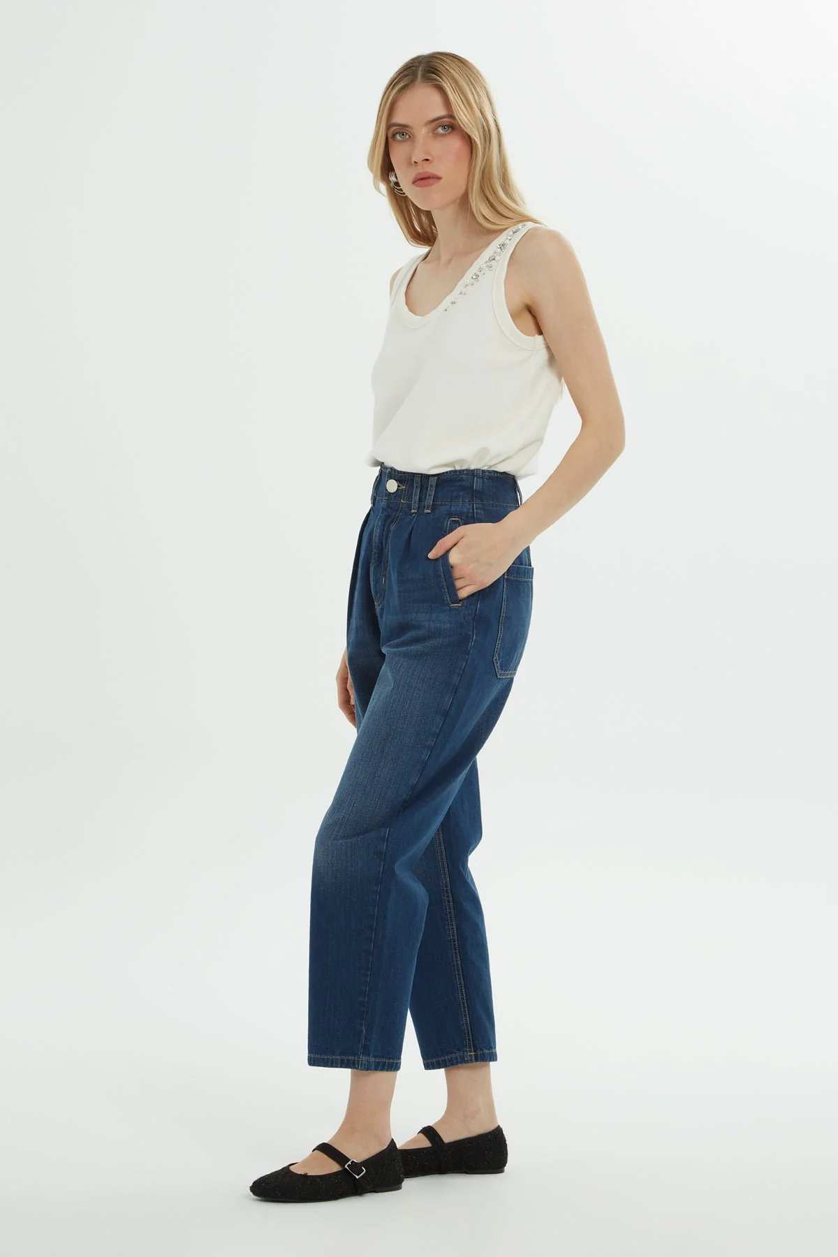 Blue Pocket-Detail Jeans - Image 3