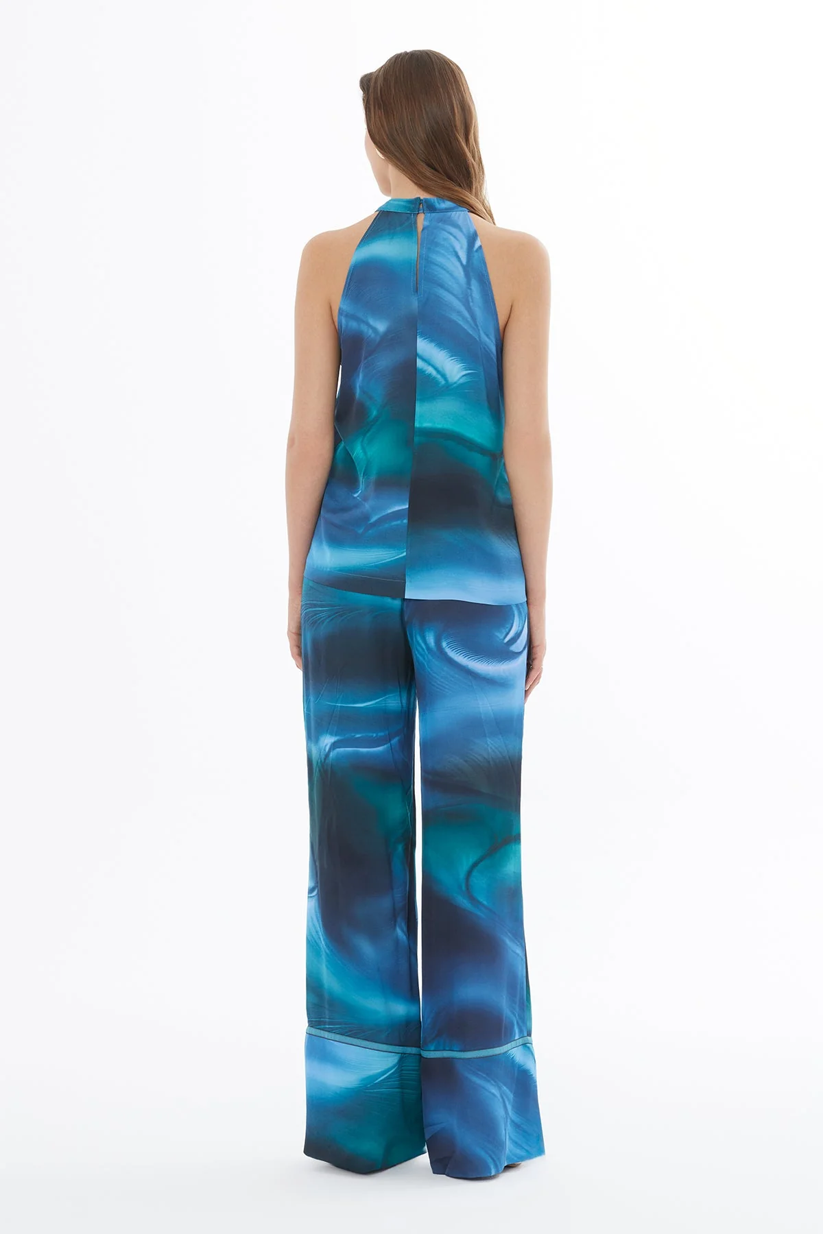 Blue Printed Blouse with Front Buckle - Image 5