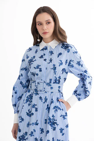 Blue Sequin Shirt Dress - Image 3