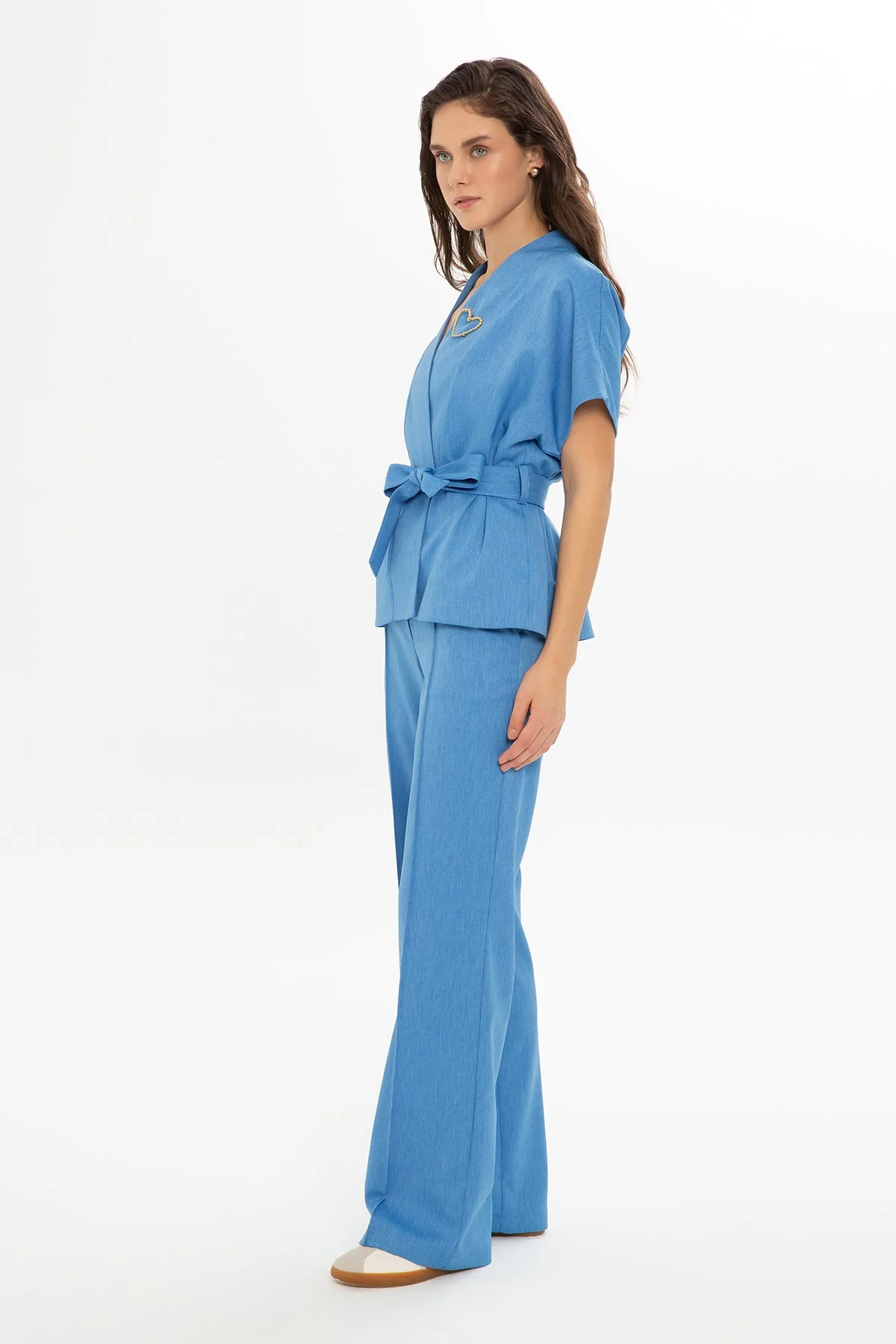 Blue Set with Belted Blouse - Image 3