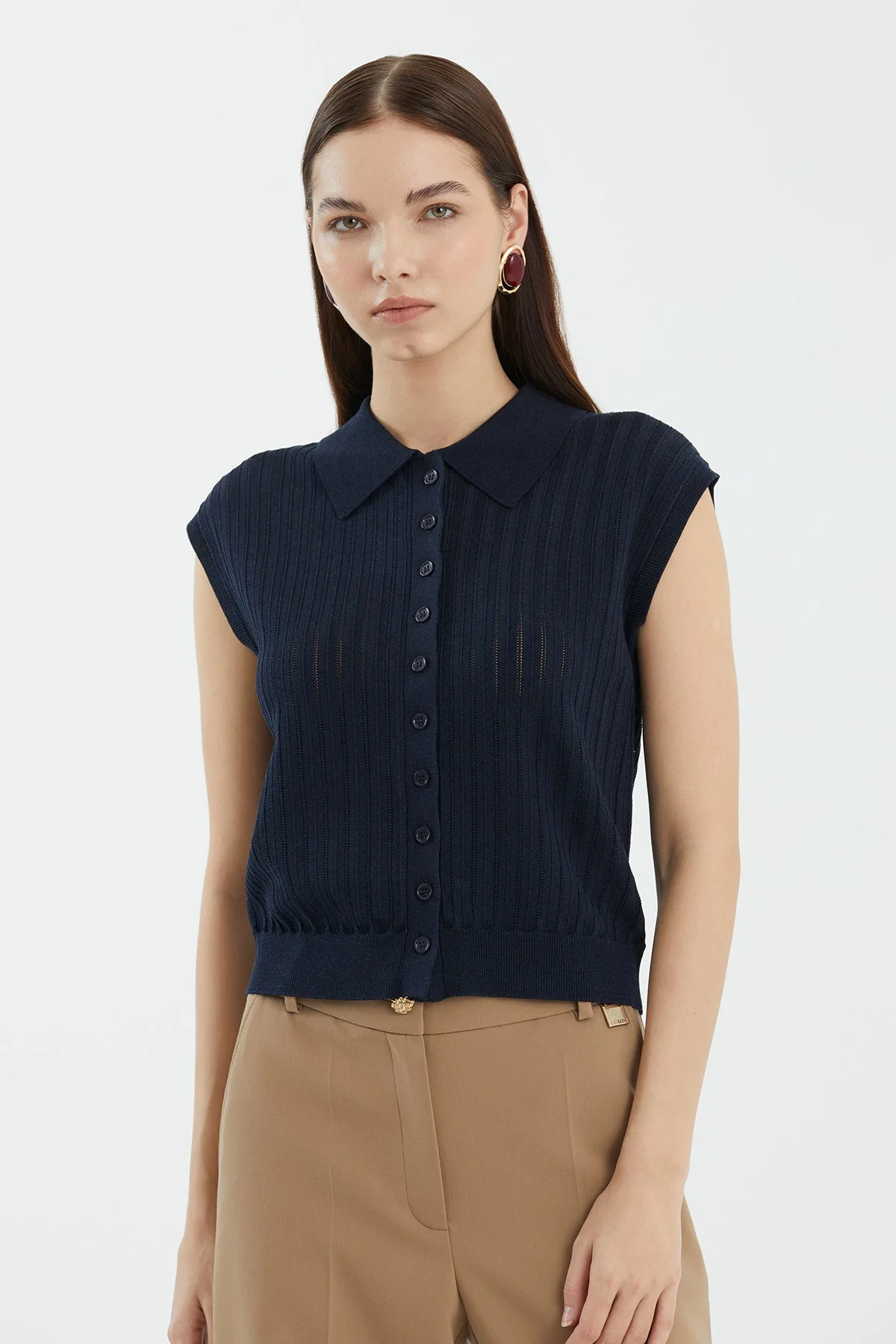 Blue Silk Blend Drop Sleeve Knit - Image 2