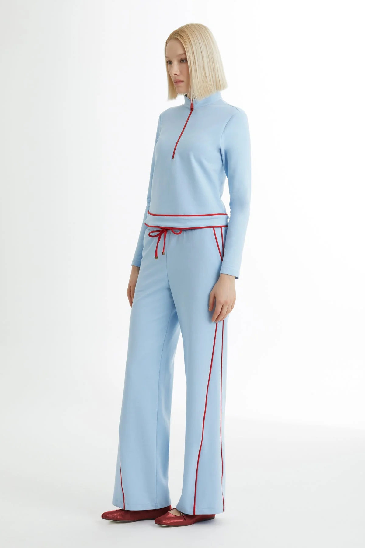 Blue Sweatshirt Set with Blouse and Pants - Image 3