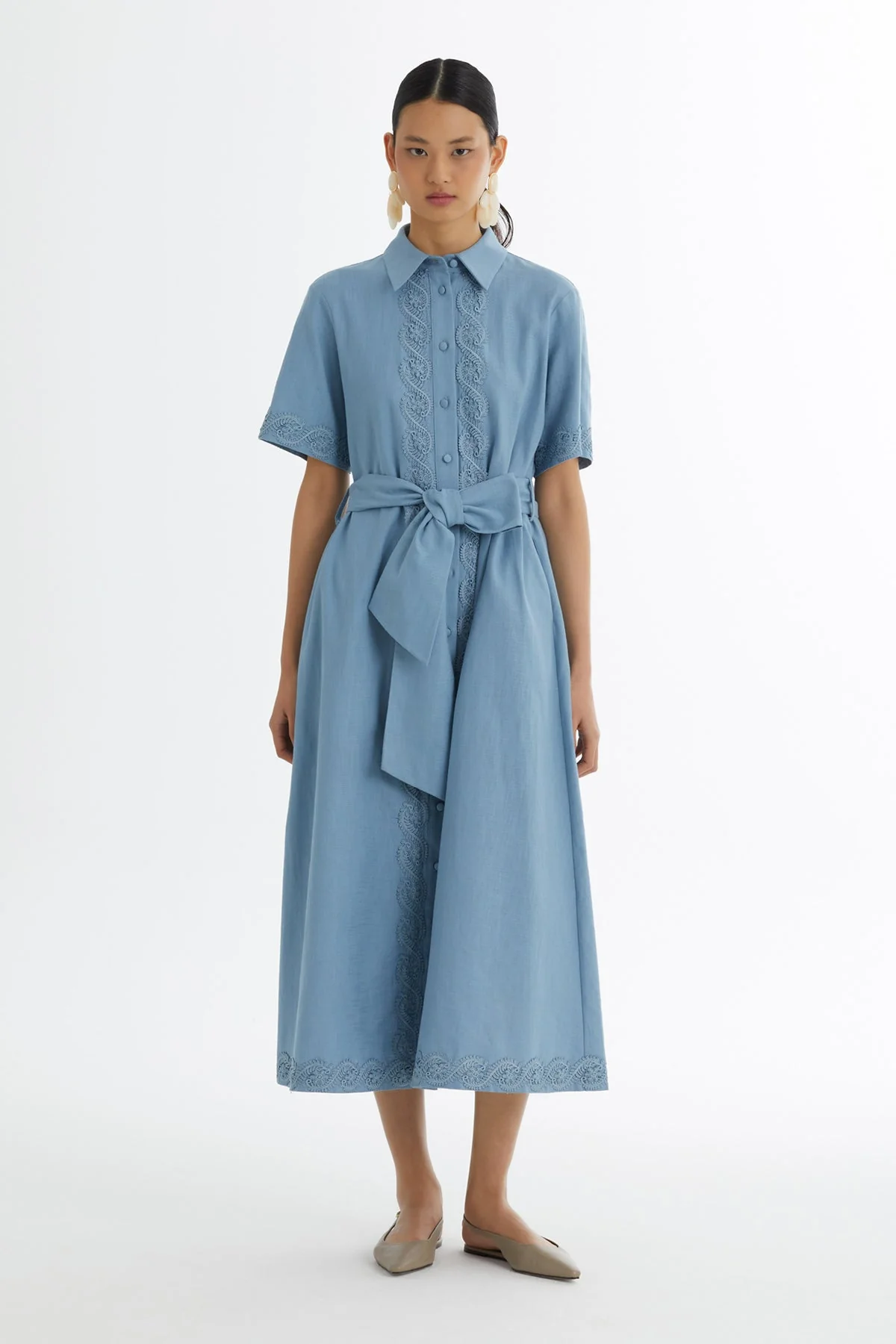 Blue Tie-Waist Dress