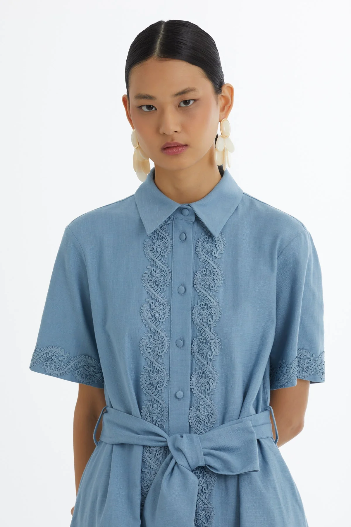 Blue Tie-Waist Dress - Image 2