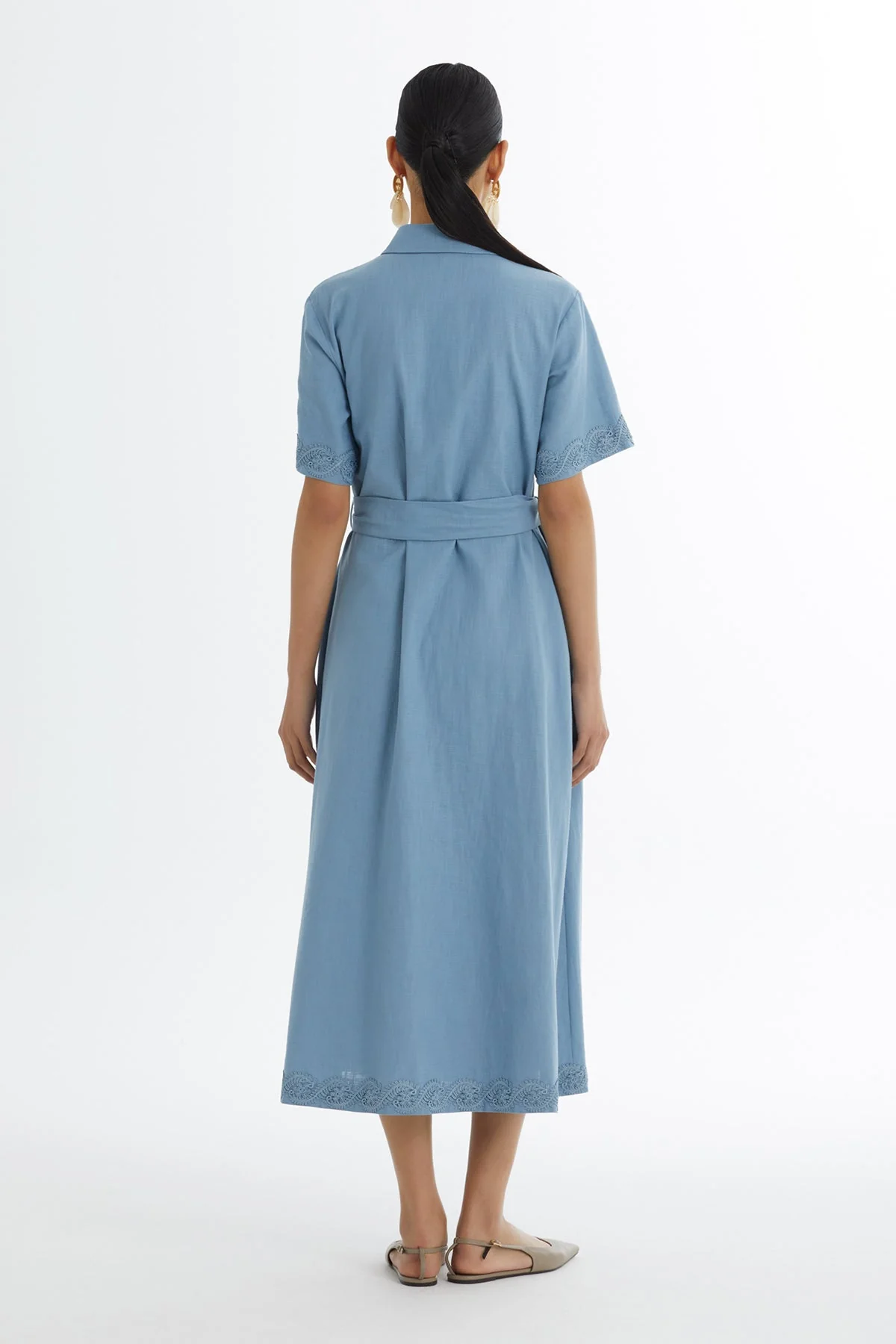 Blue Tie-Waist Dress - Image 5