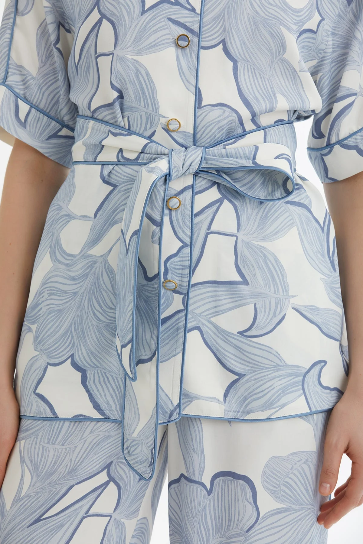 Blue Tie-Waist Shirt Trouser Set - Image 3