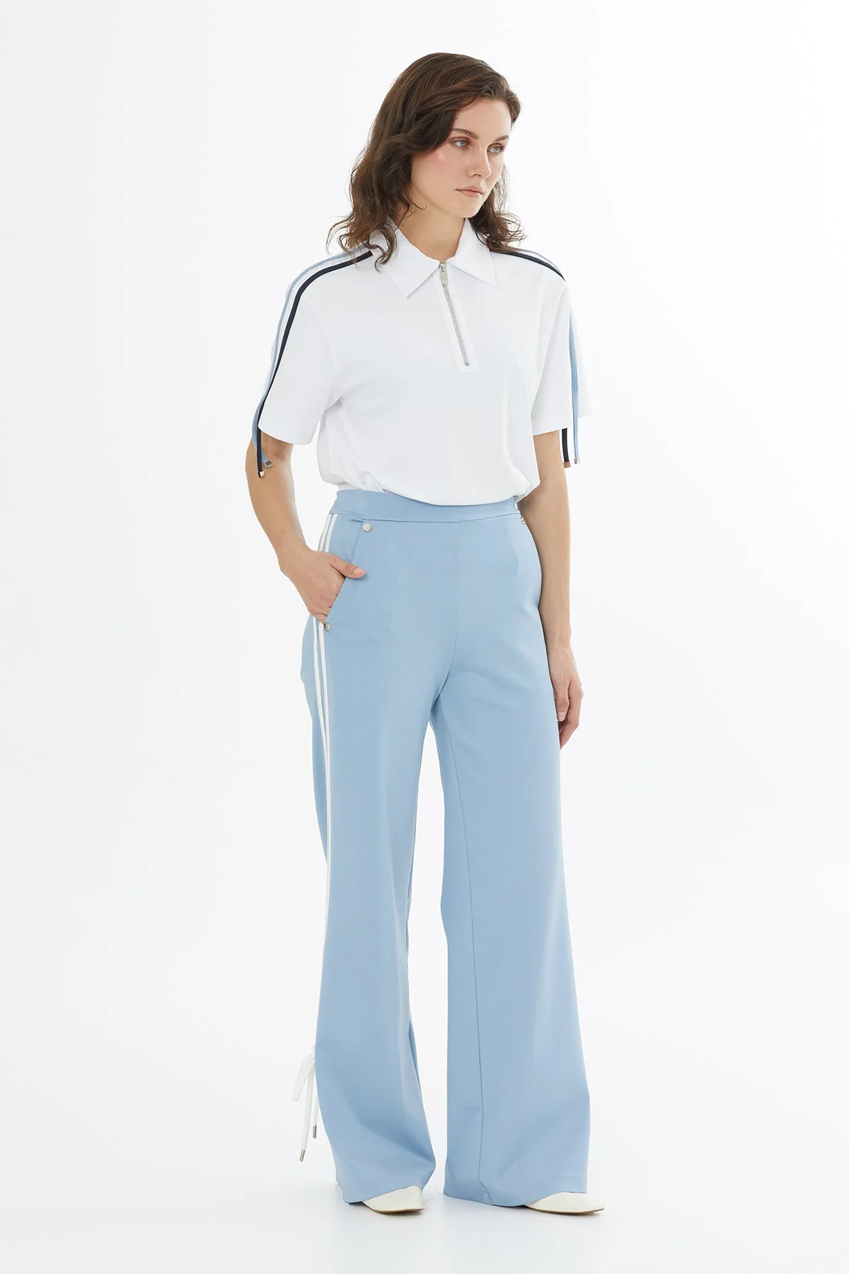 Blue Trim Detail Sweatpants - Image 3