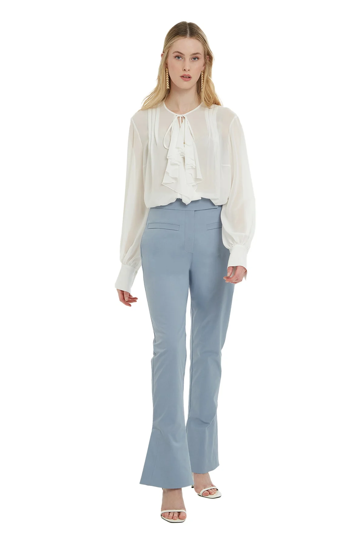 Blue Trousers with Pocket Detail - Image 3