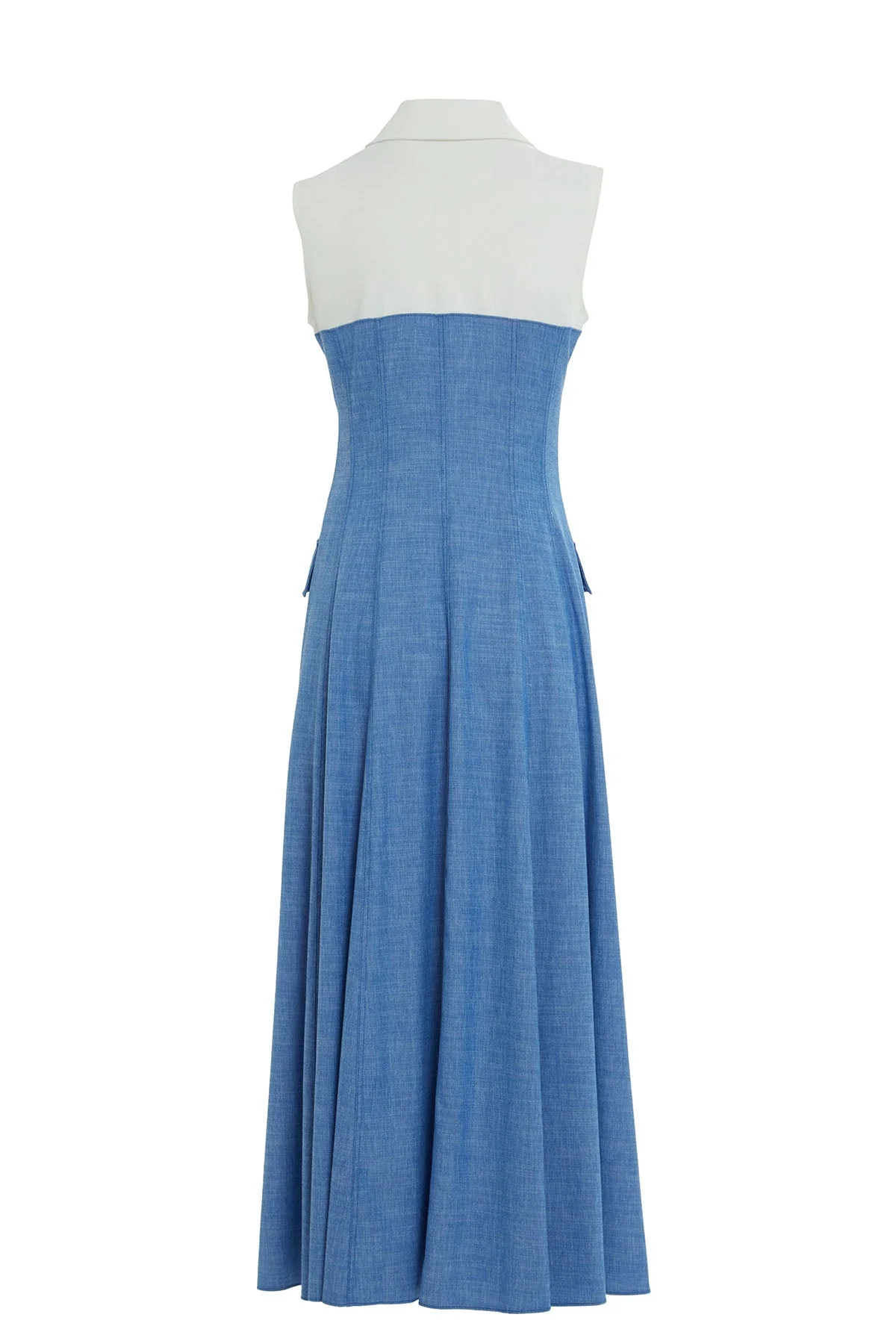 Blue Waist-Fitted Ruffled Long Dress - Image 3