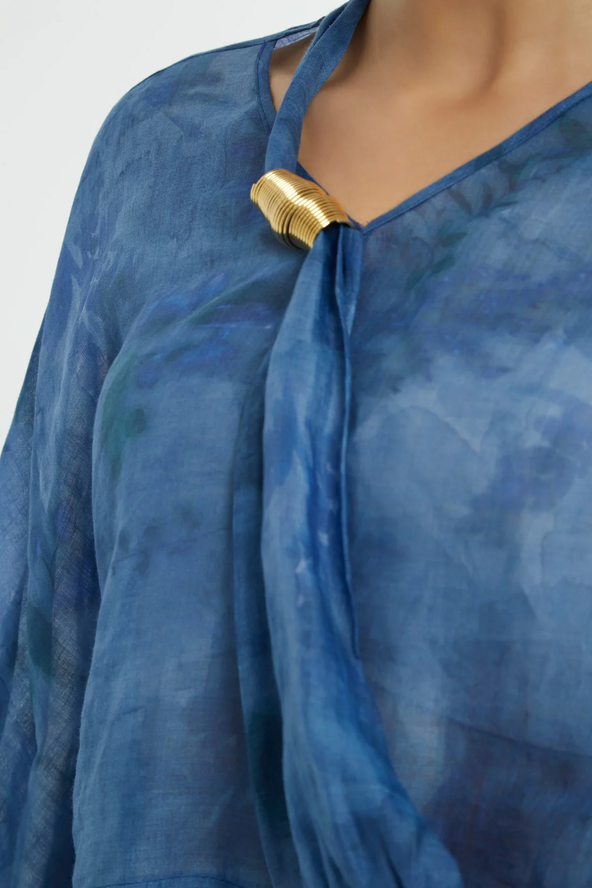 Blue Wide Sleeve Blouse - Image 2