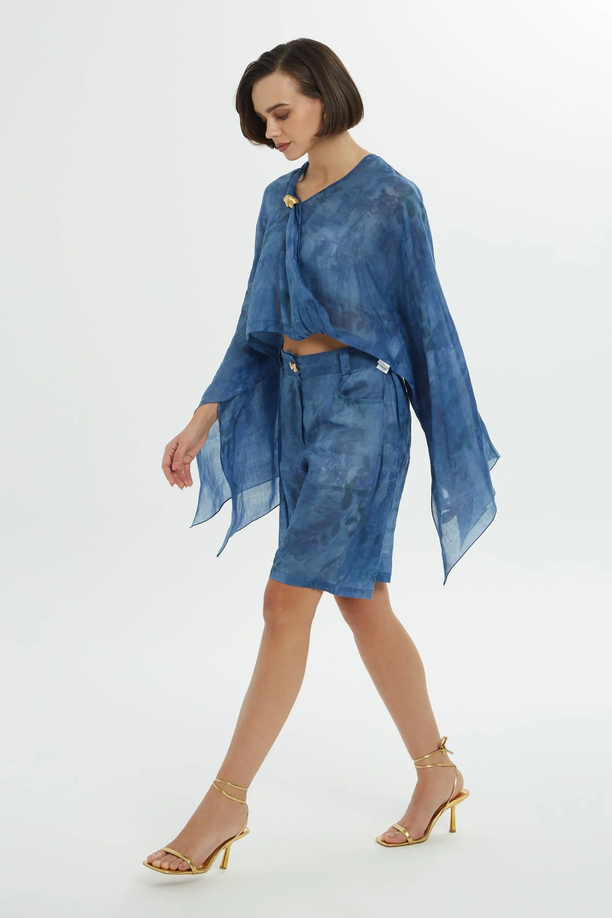Blue Wide Sleeve Blouse - Image 3