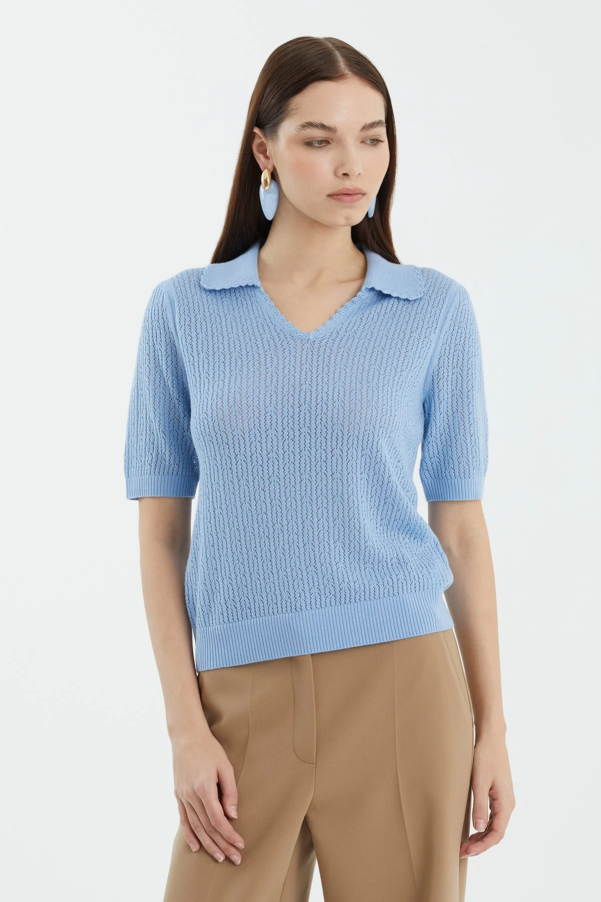 Blue Wool-Blend Polo Neck Knit - Image 2