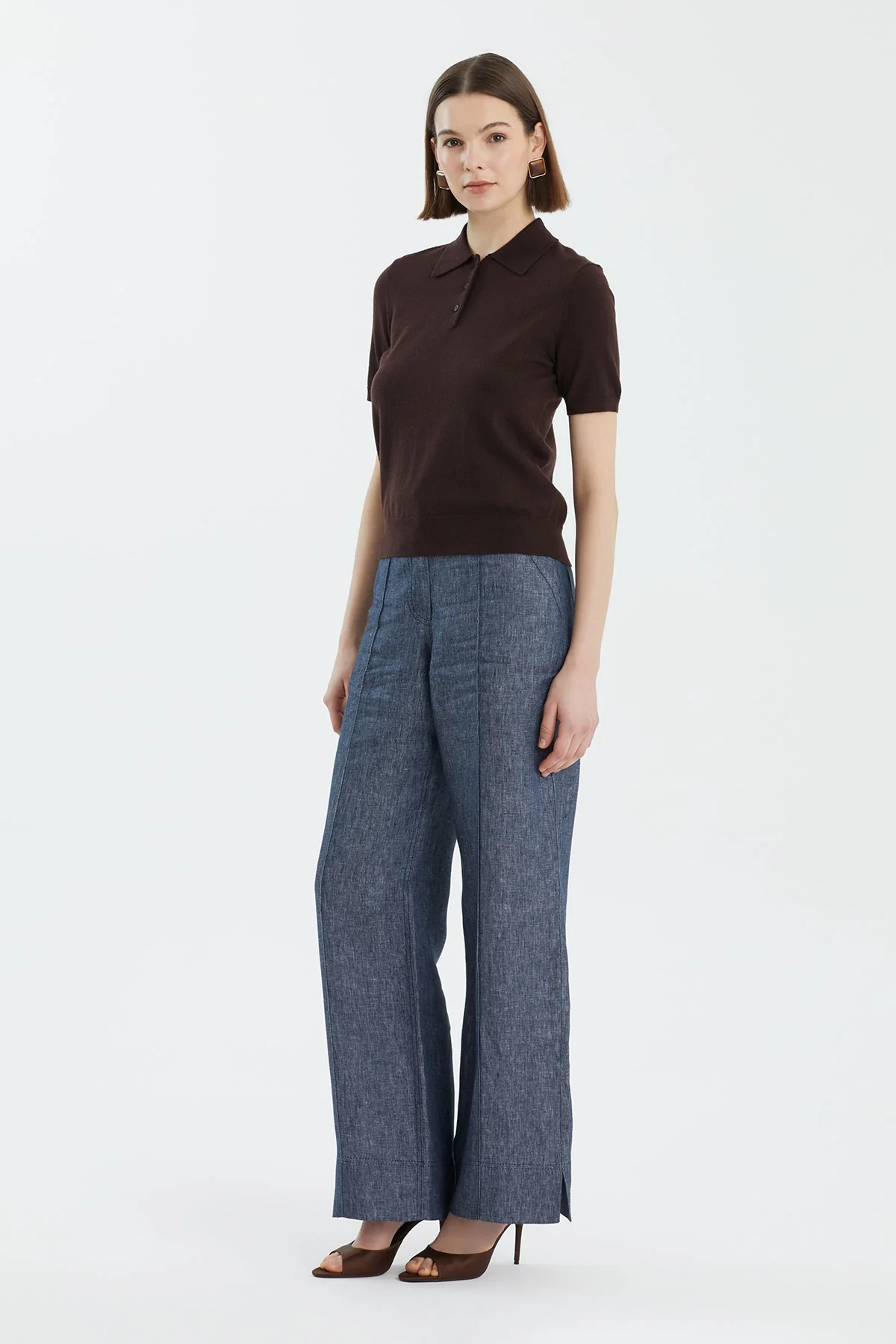 Brown 100% Wool Polo Neck Knit - Image 3