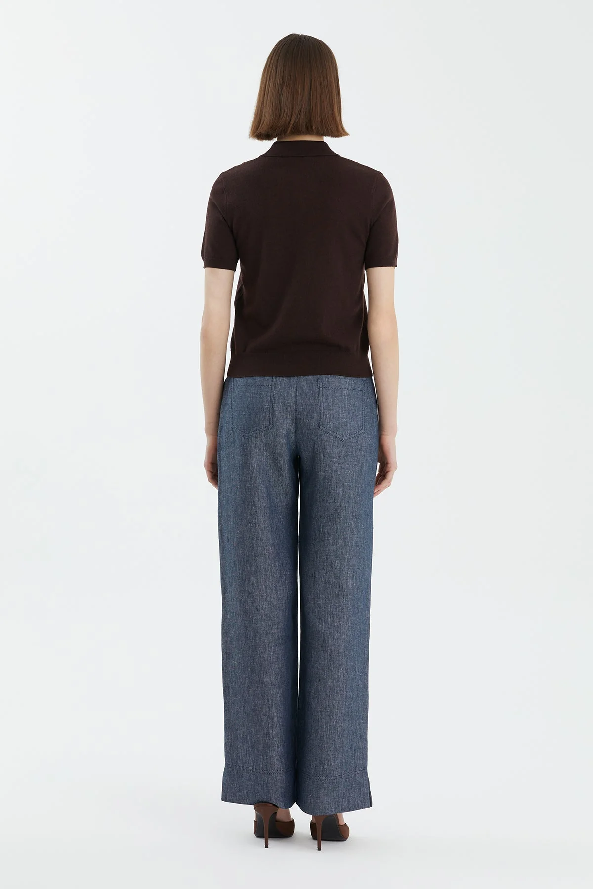 Brown 100% Wool Polo Neck Knit - Image 4